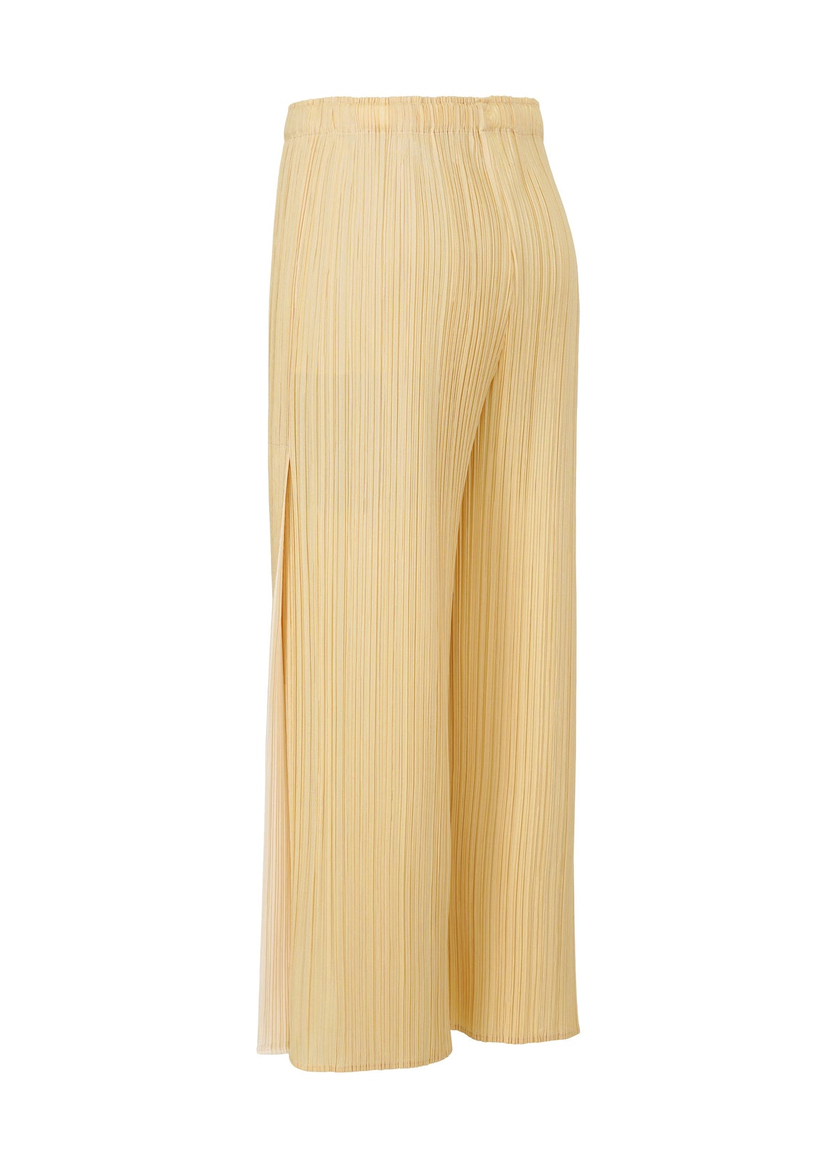 A detail shot of the PLEATS PLEASE ISSEY MIYAKE MERRY BICOLOR trousers.