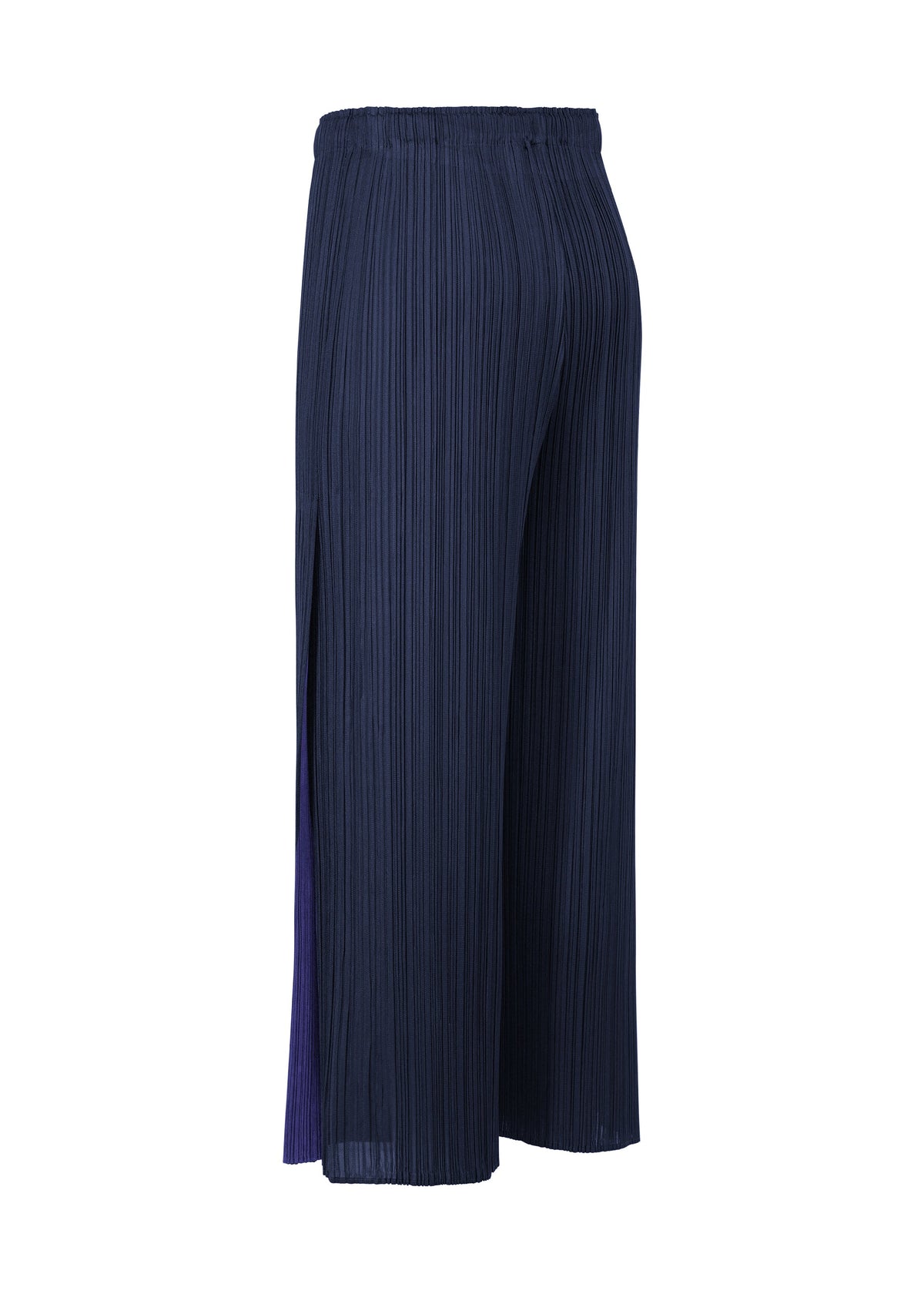 A detail shot of the PLEATS PLEASE ISSEY MIYAKE MERRY BICOLOR trousers.