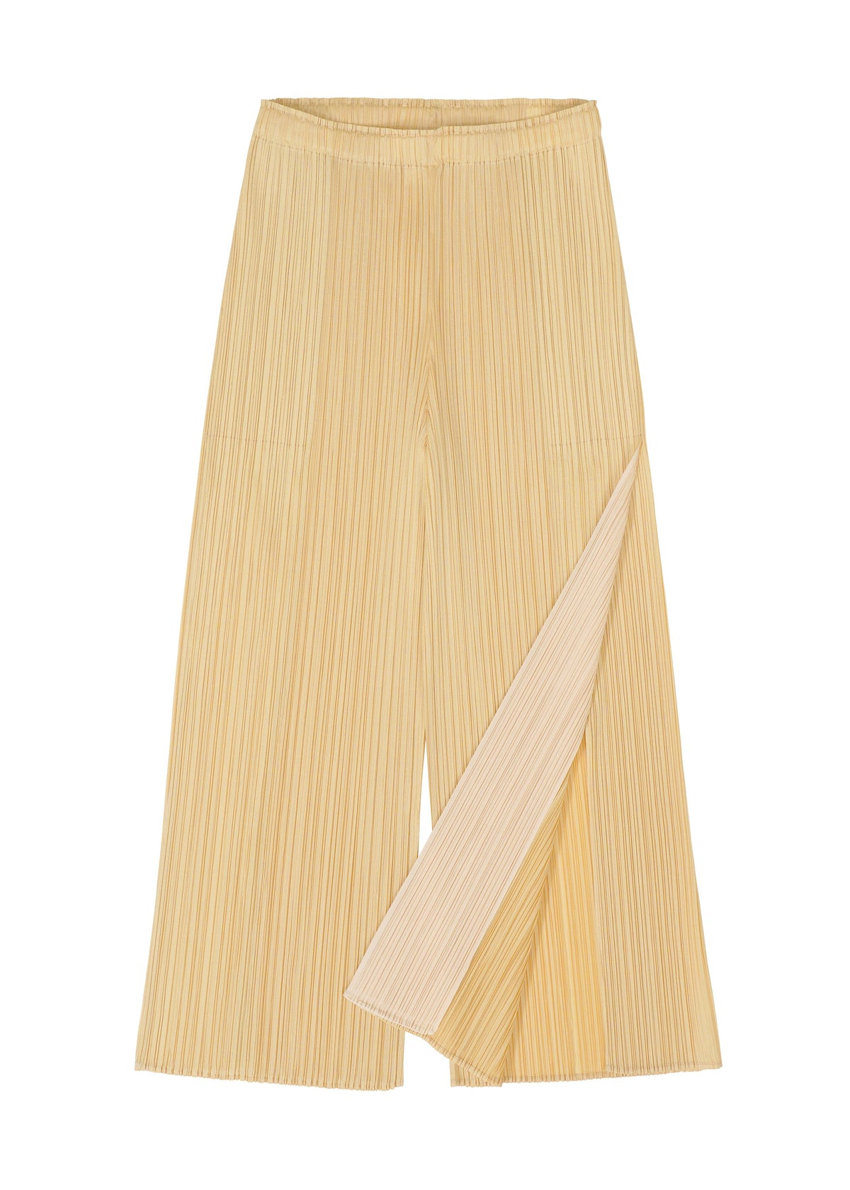 A detail shot of the PLEATS PLEASE ISSEY MIYAKE MERRY BICOLOR trousers.