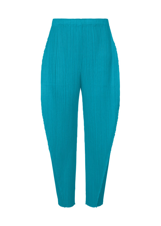 A product shot of the PLEATS PLEASE ISSEY MIYAKE LANTERN trousers in bright blue (71).