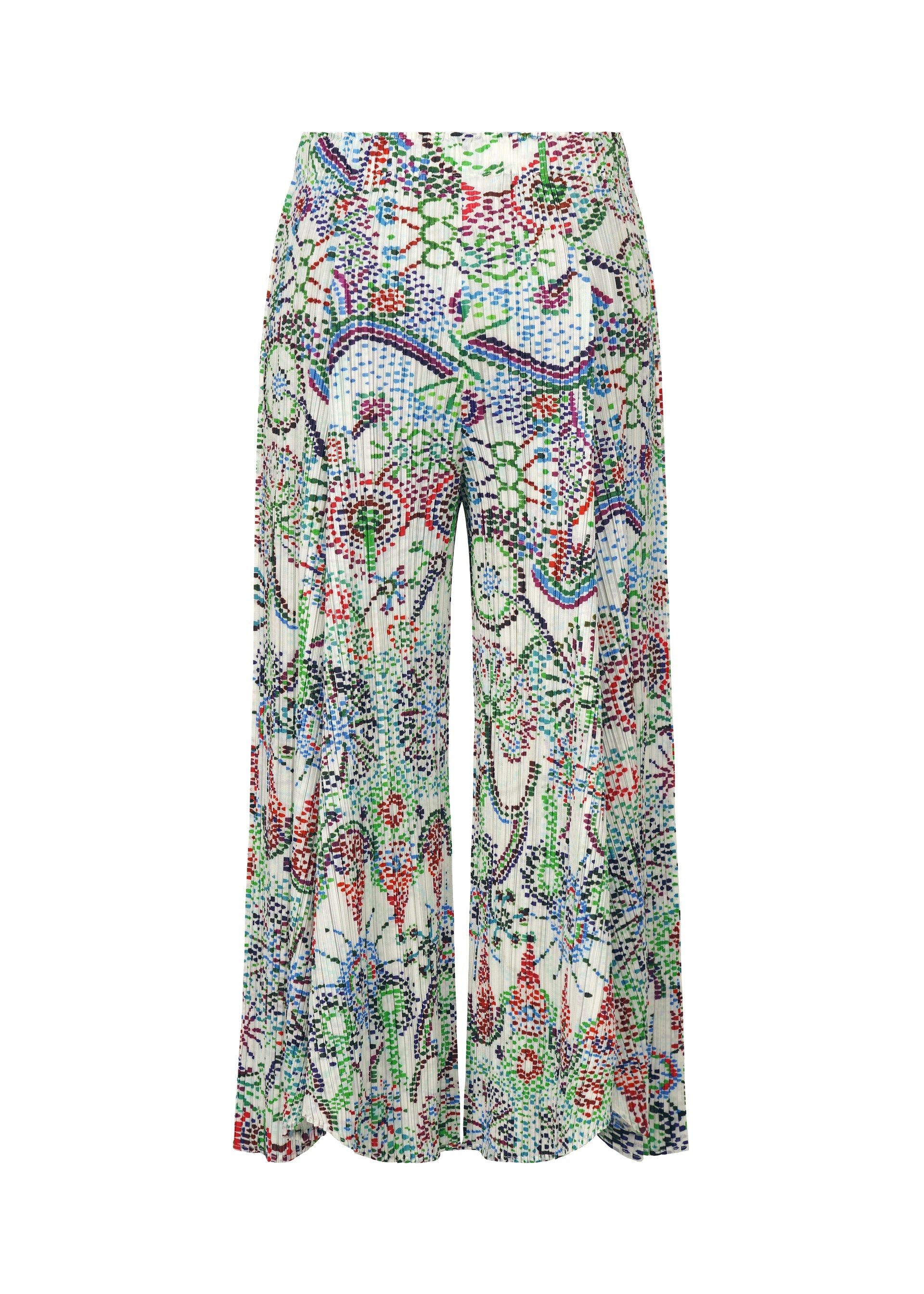 A detail shot of the PLEATS PLEASE ISSEY MIYAKE LIGHT FESTIVAL trousers.