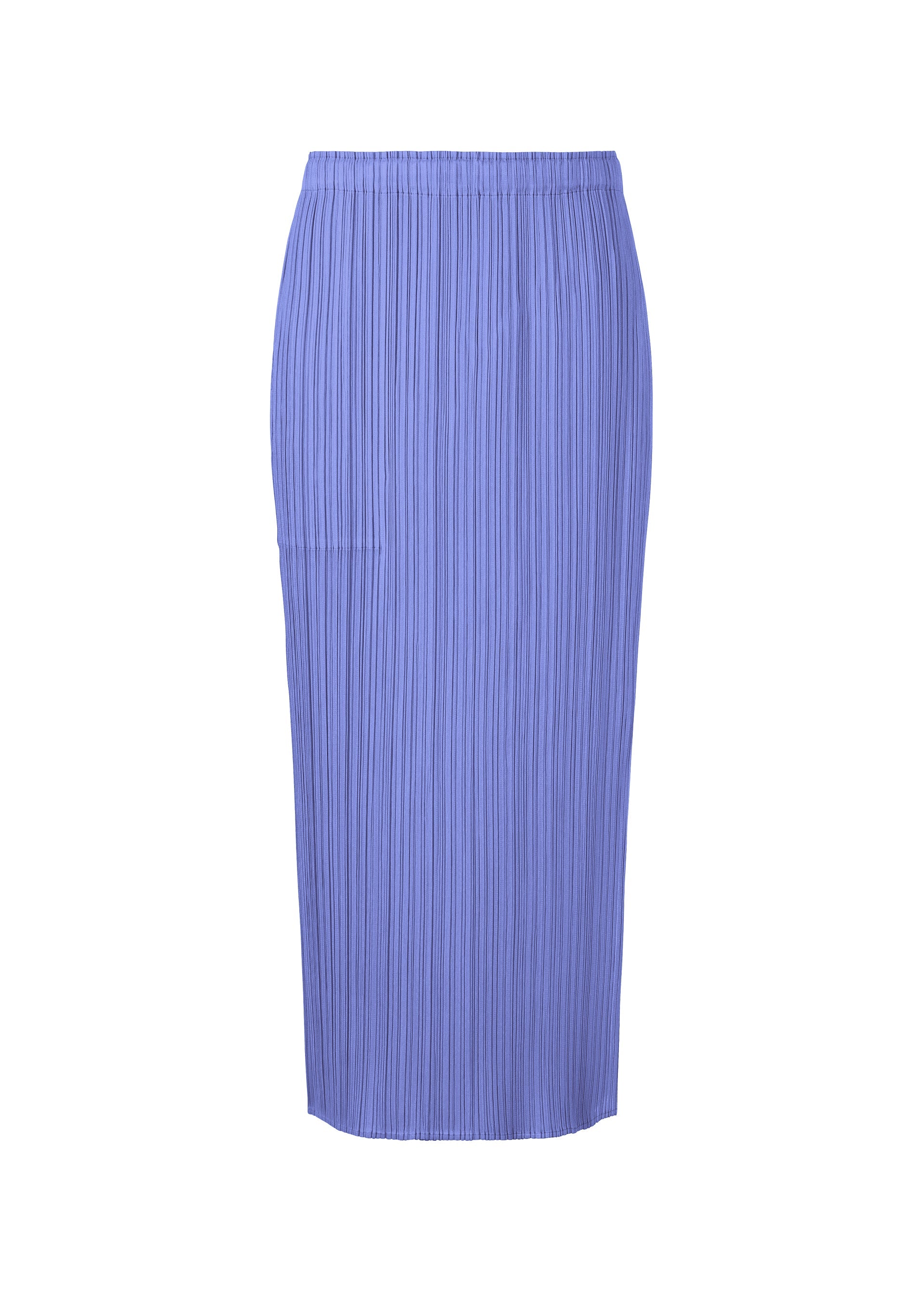 A product shot of the PLEATS PLEASE ISSEY MIYAKE MONTHLY COLORS MARCH skirt in steel blue (74).
