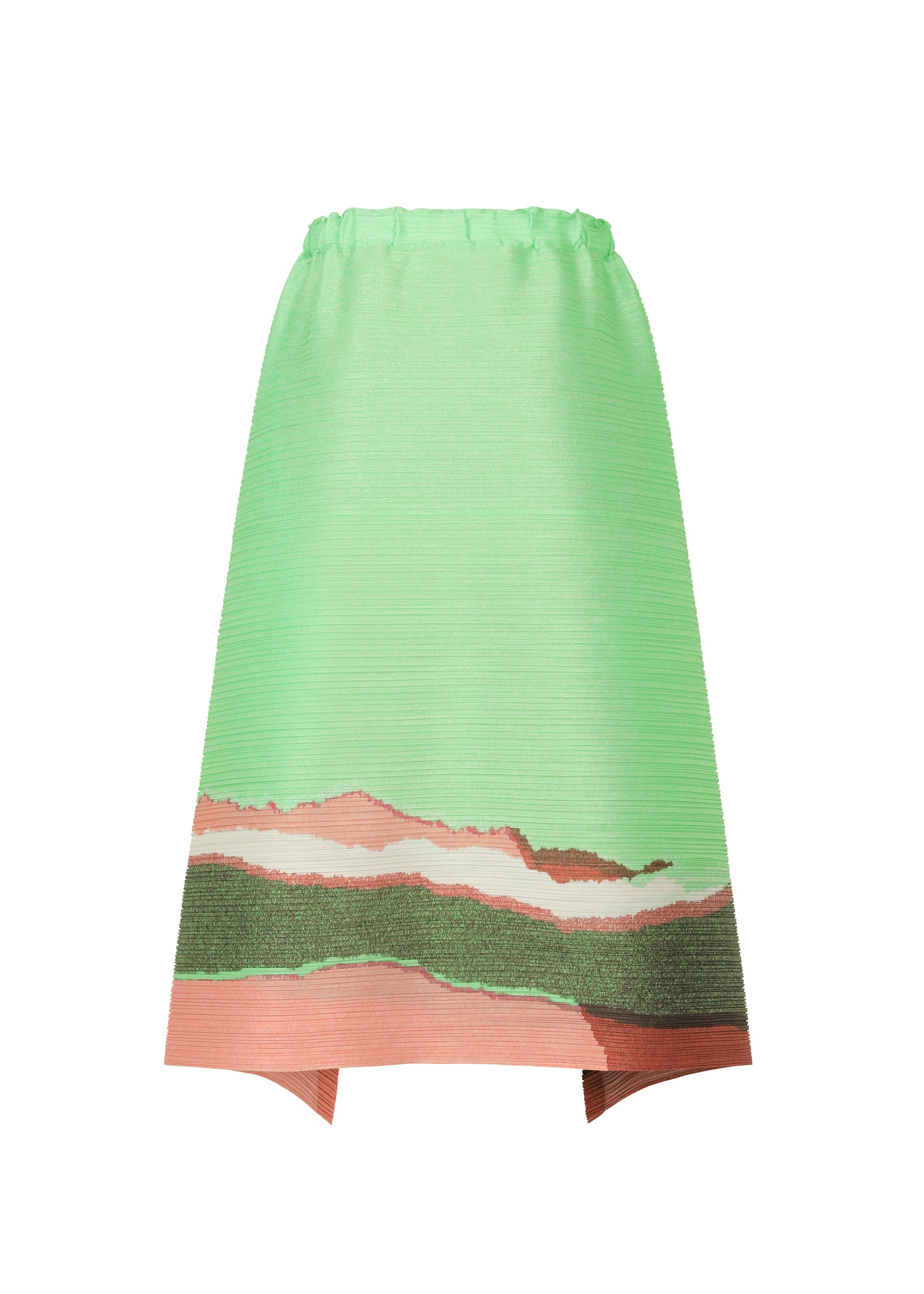 A detail shot of the PLEATS PLEASE ISSEY MIYAKE GRAINY COLORS skirt.