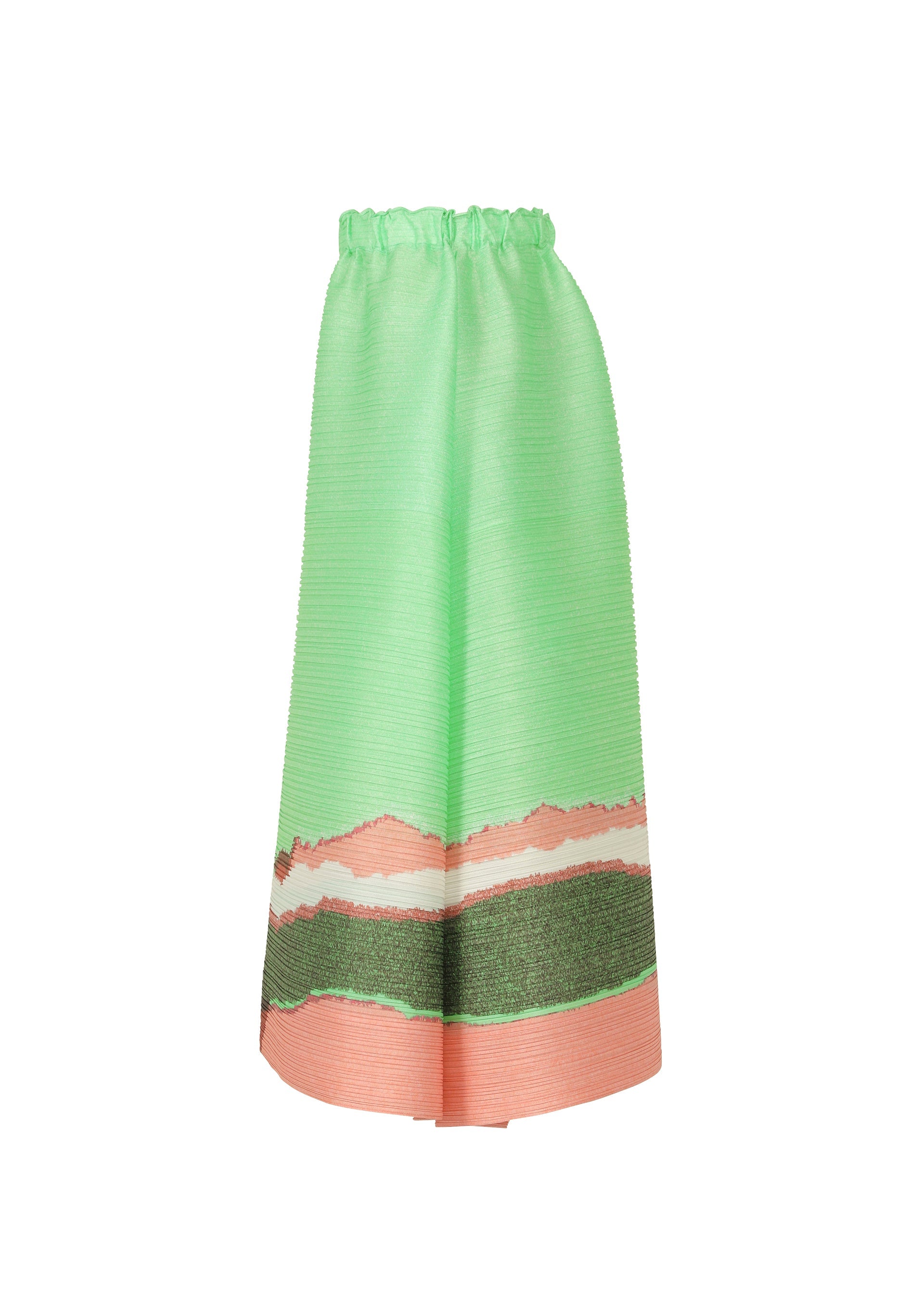 A detail shot of the PLEATS PLEASE ISSEY MIYAKE GRAINY COLORS skirt.
