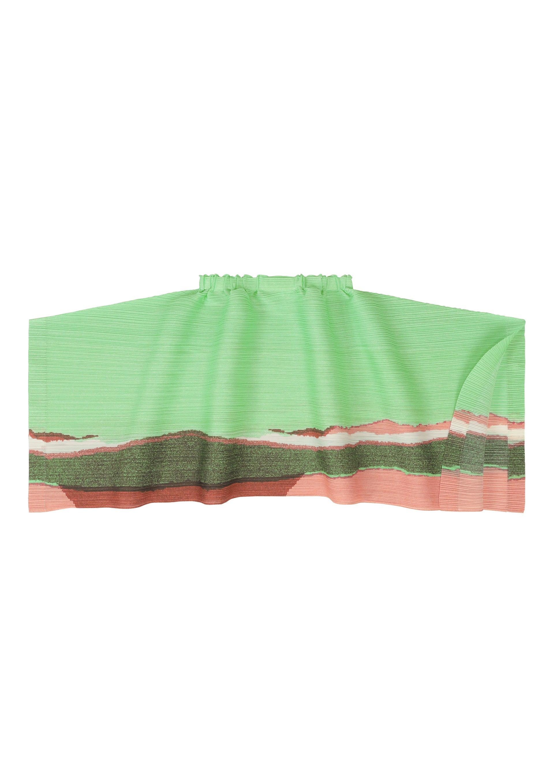 A detail shot of the PLEATS PLEASE ISSEY MIYAKE GRAINY COLORS skirt.