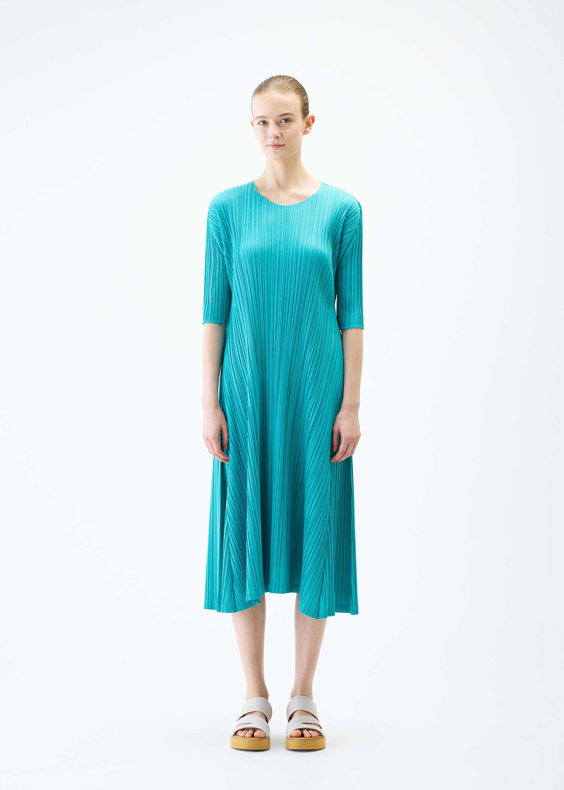 MELLOW PLEATS Dress Blue Grey