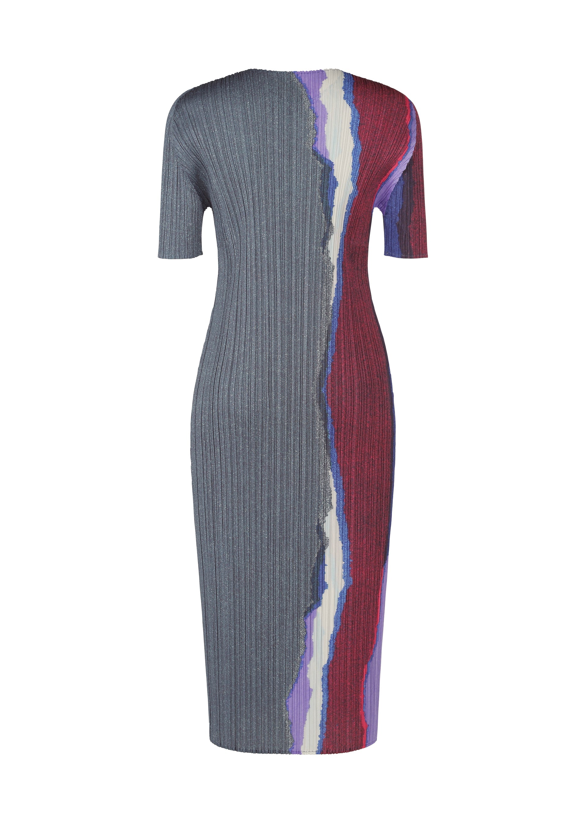 A detail shot of the PLEATS PLEASE ISSEY MIYAKE GRAINY COLORS dress.