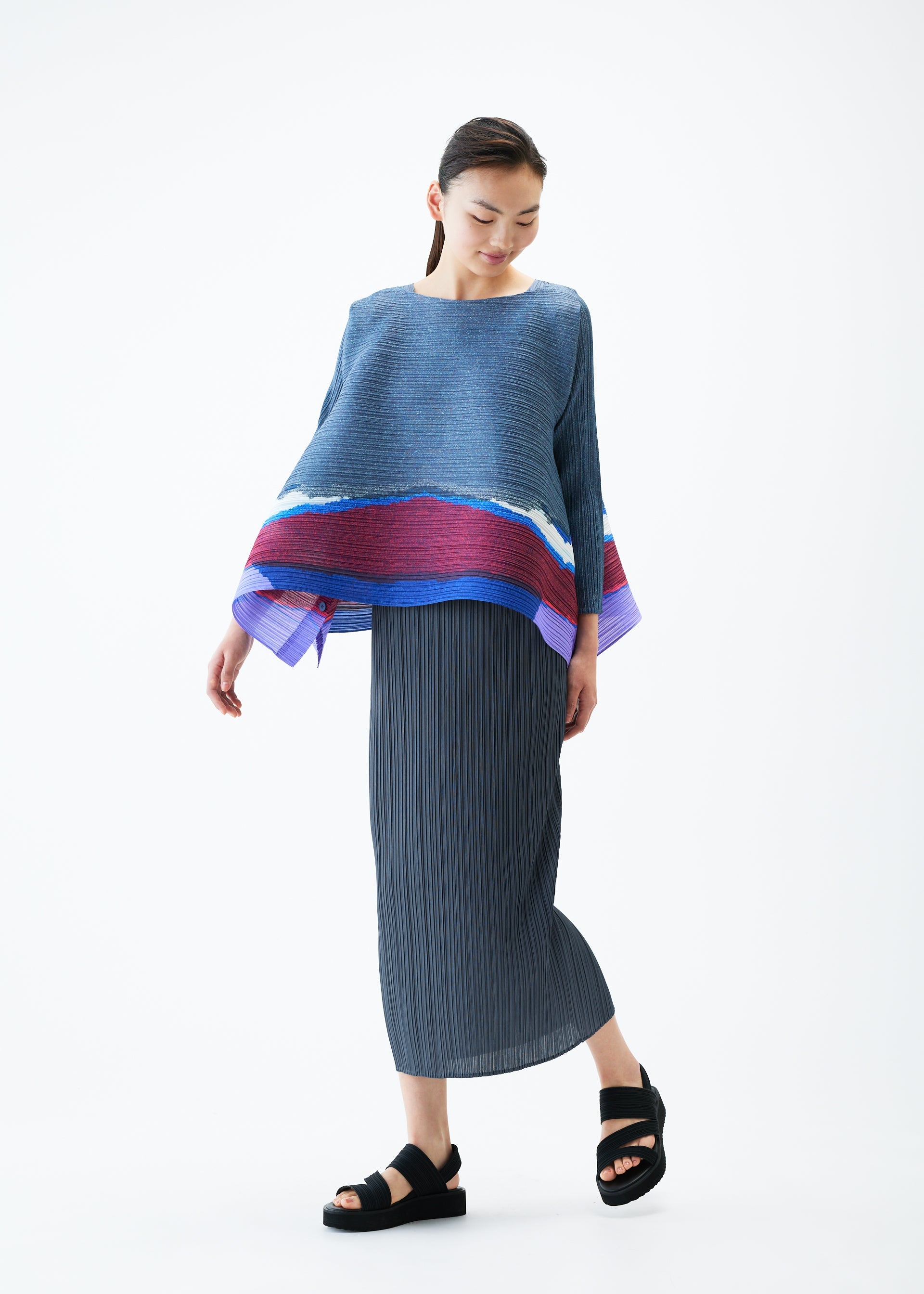 GRAINY COLORS Top Dark Blue Grey