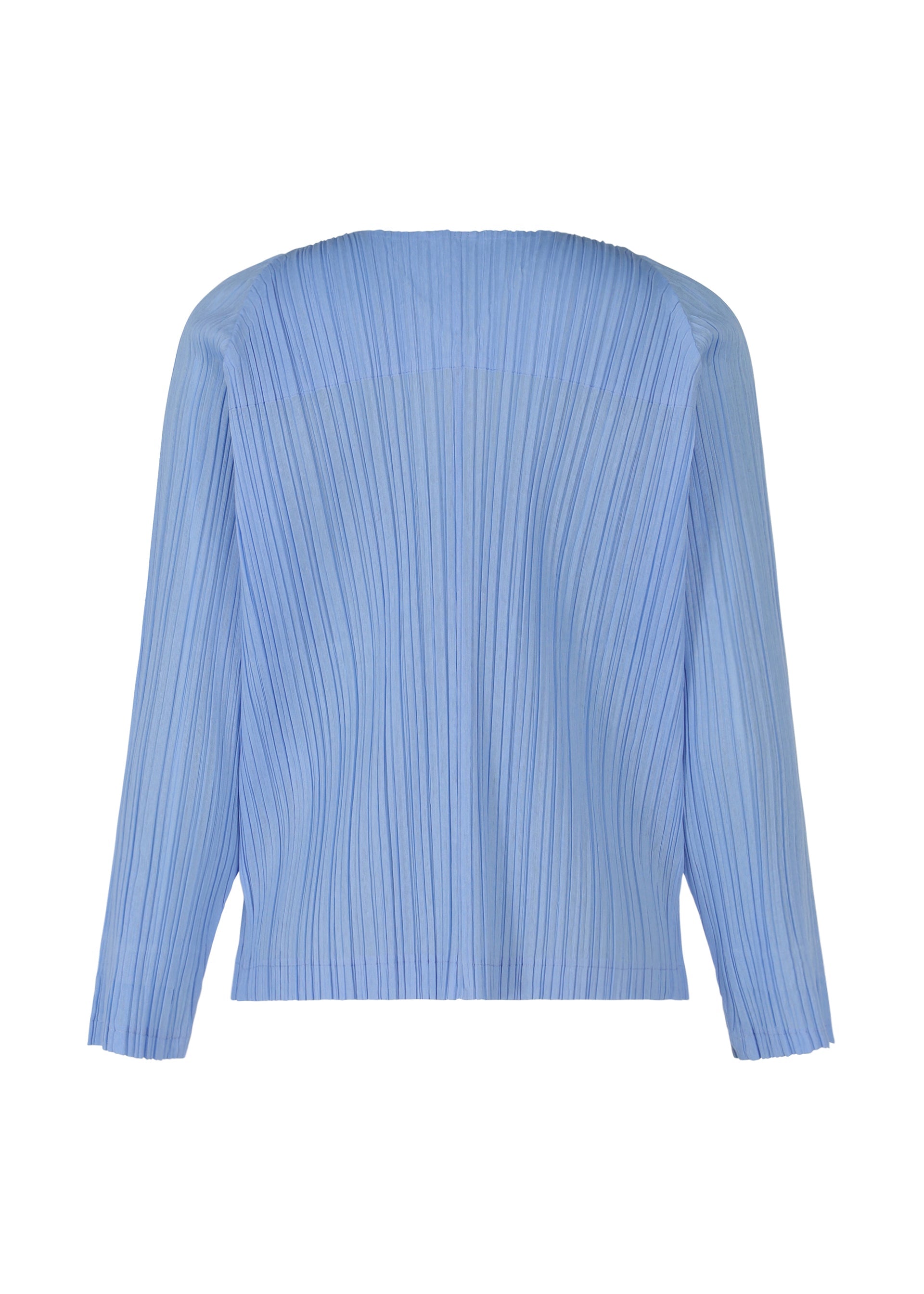A detail shot of the PLEATS PLEASE ISSEY MIYAKE RAMIE PLEATS cardigan.