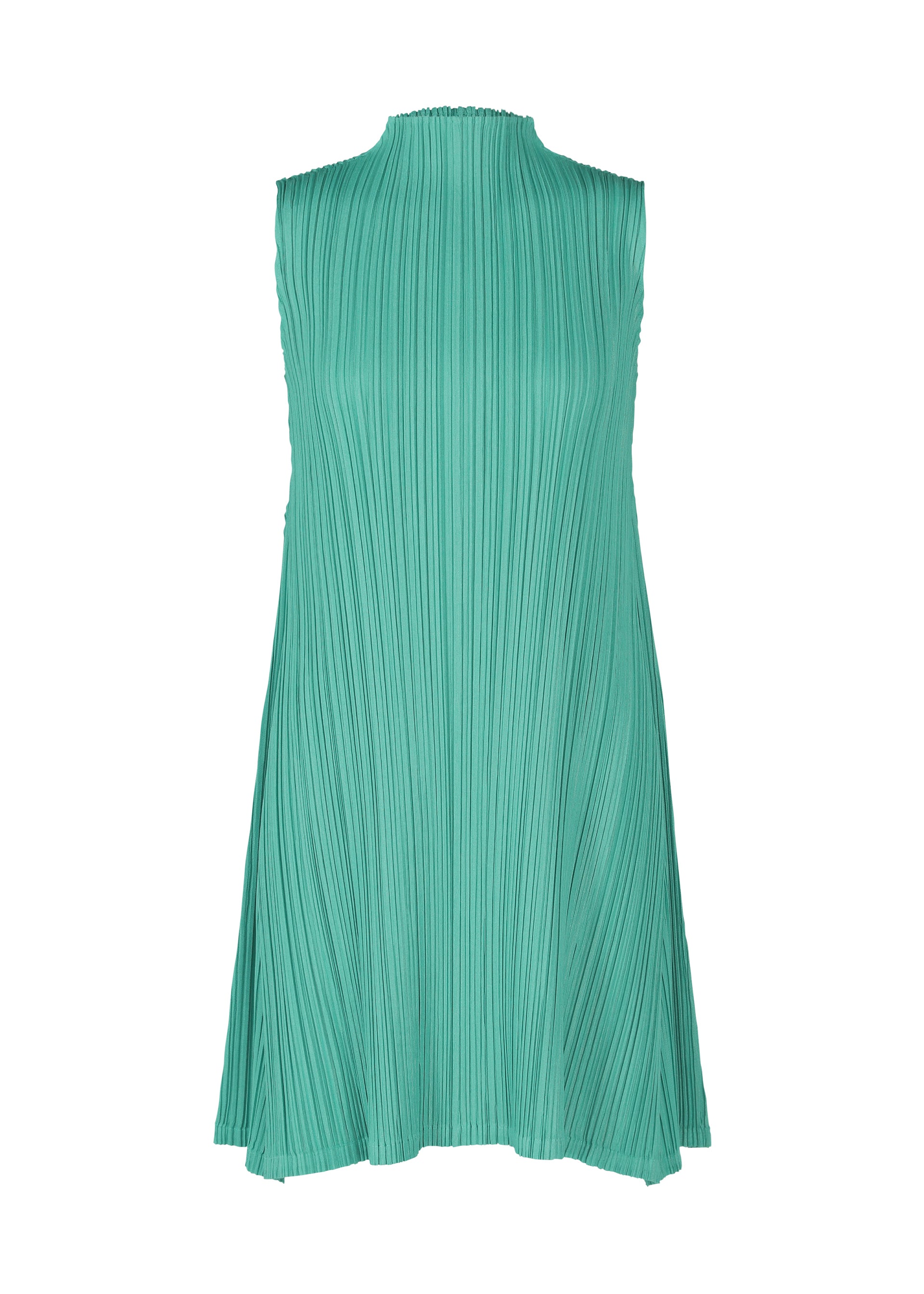 A product shot of the PLEATS PLEASE ISSEY MIYAKE MELLOW PLEATS tunic in turquoise green (61).