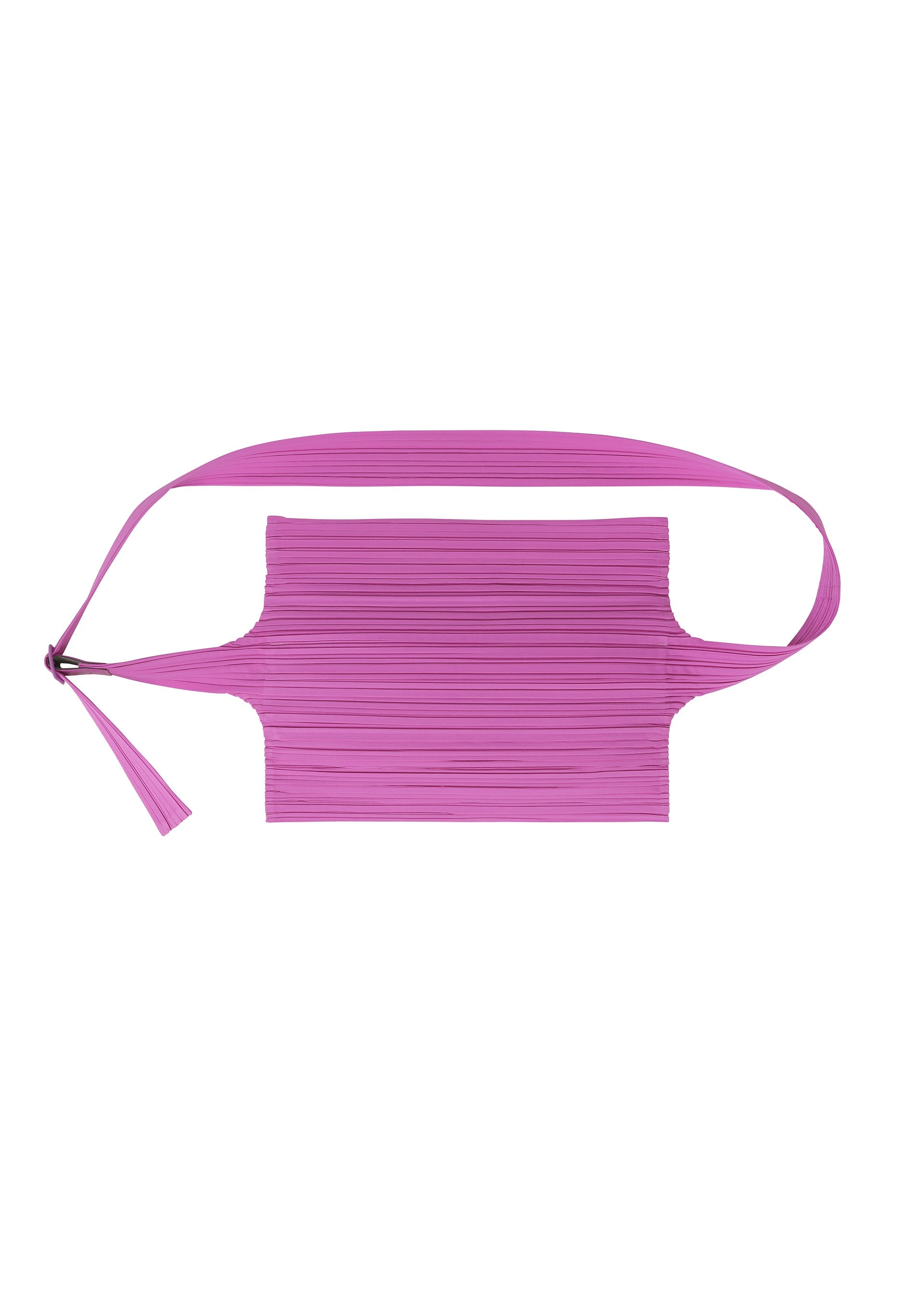 A detail shot of the PLEATS PLEASE ISSEY MIYAKE PLEATS SACOCHE bag.