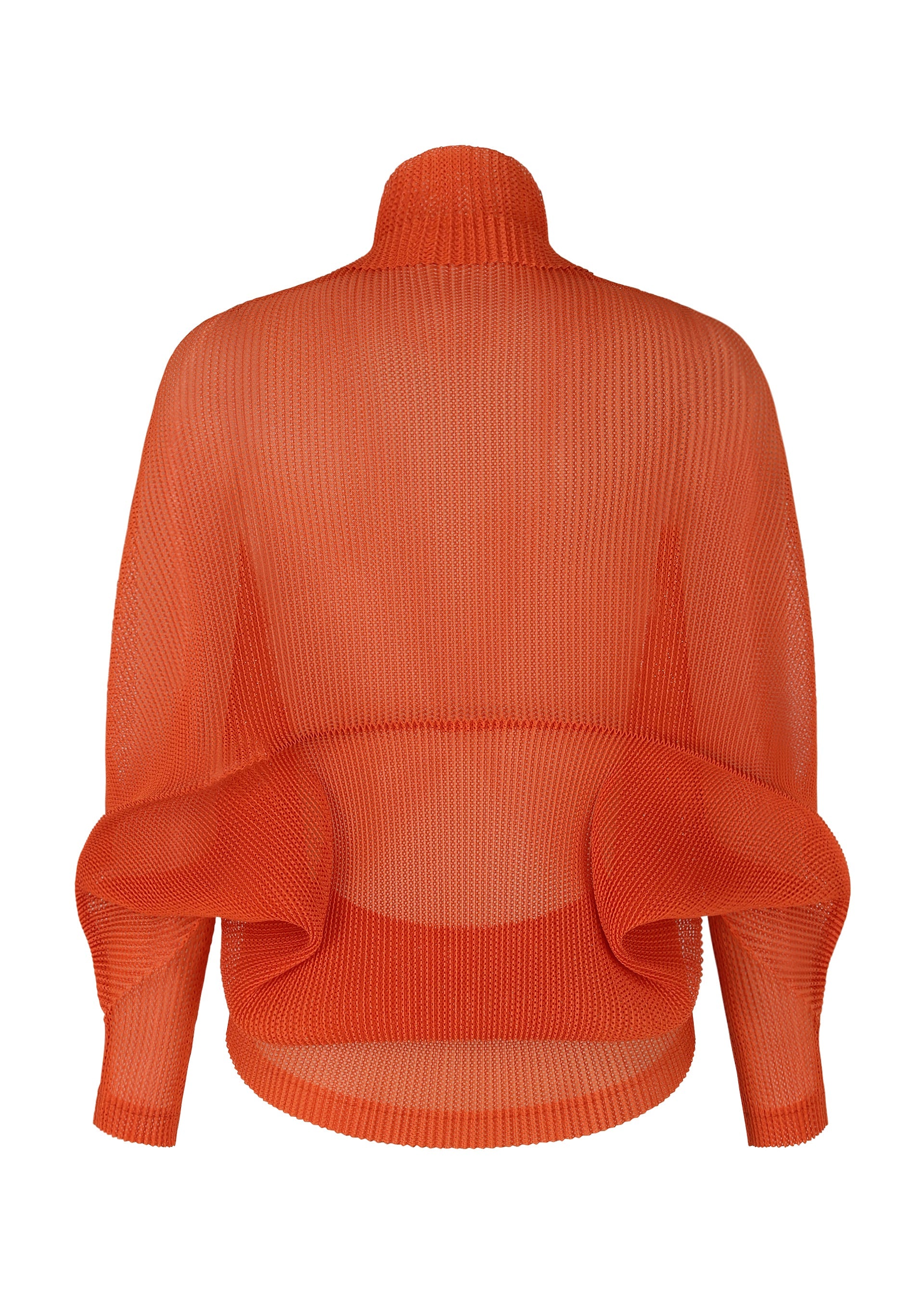 A detail shot of the PLEATS PLEASE ISSEY MIYAKE TATAMI JULY cardigan.