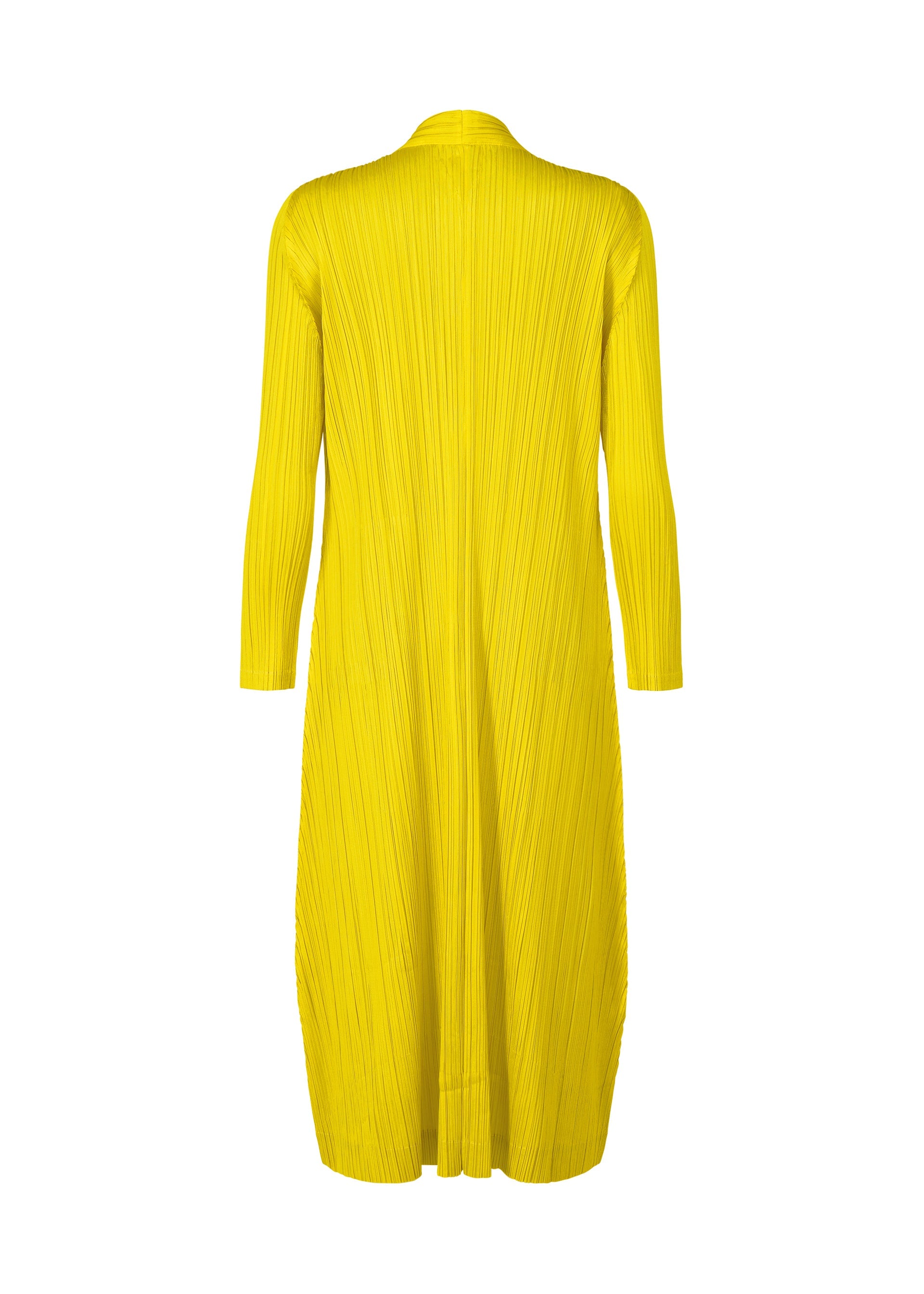 A detail shot of the PLEATS PLEASE ISSEY MIYAKE MONTHLY COLORS OCTOBER coat.