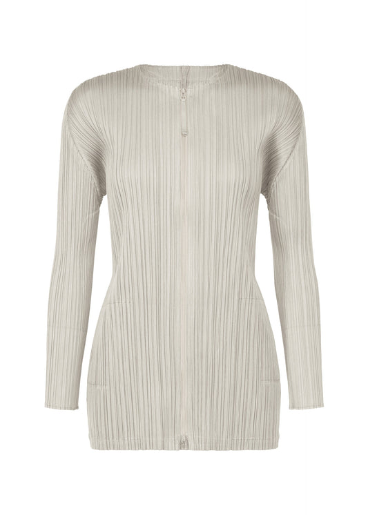 A product shot of the PLEATS PLEASE ISSEY MIYAKE MONTHLY COLORS SEPTEMBER jacket in light grey (10).