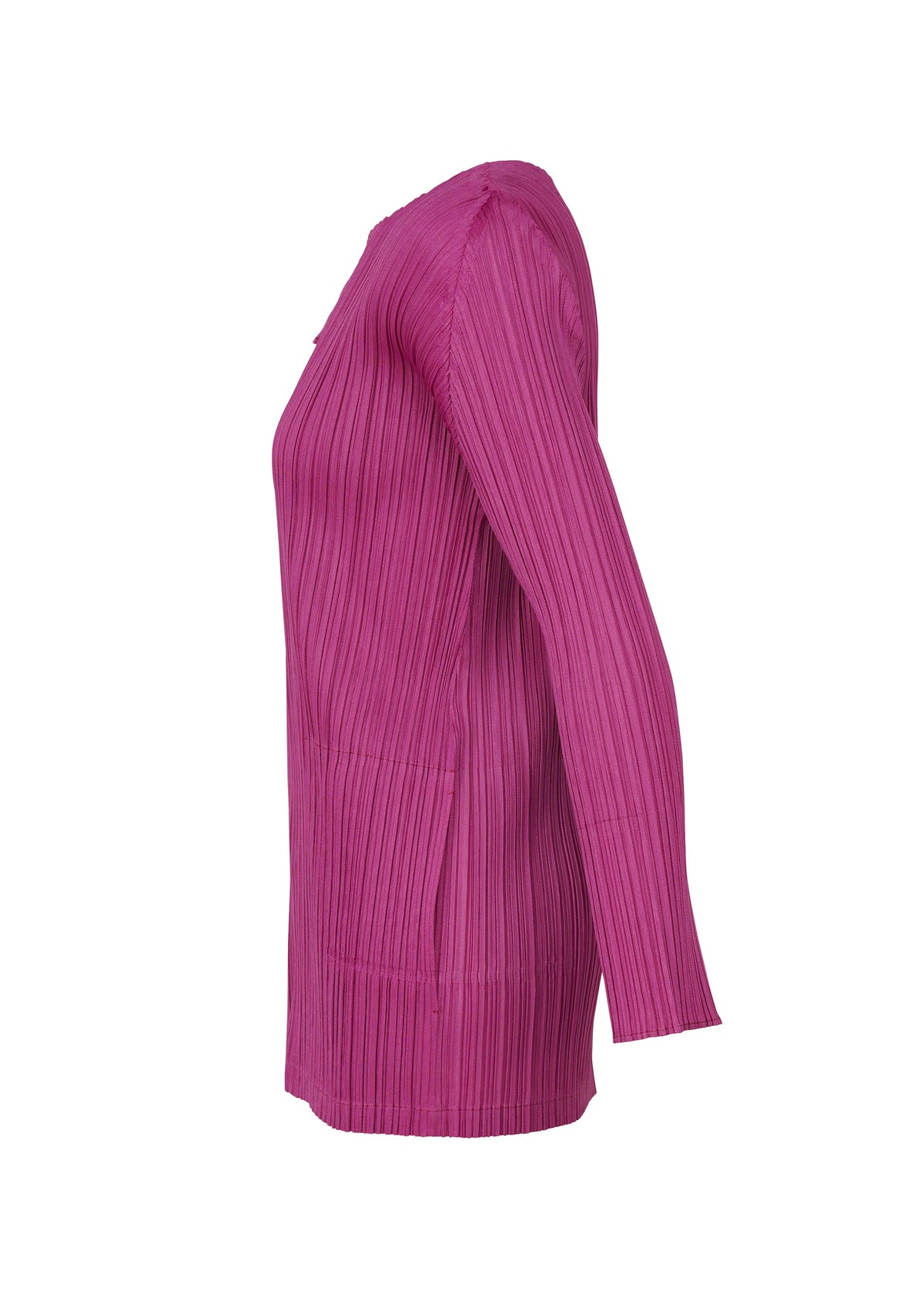 A detail shot of the PLEATS PLEASE ISSEY MIYAKE MONTHLY COLORS SEPTEMBER jacket.