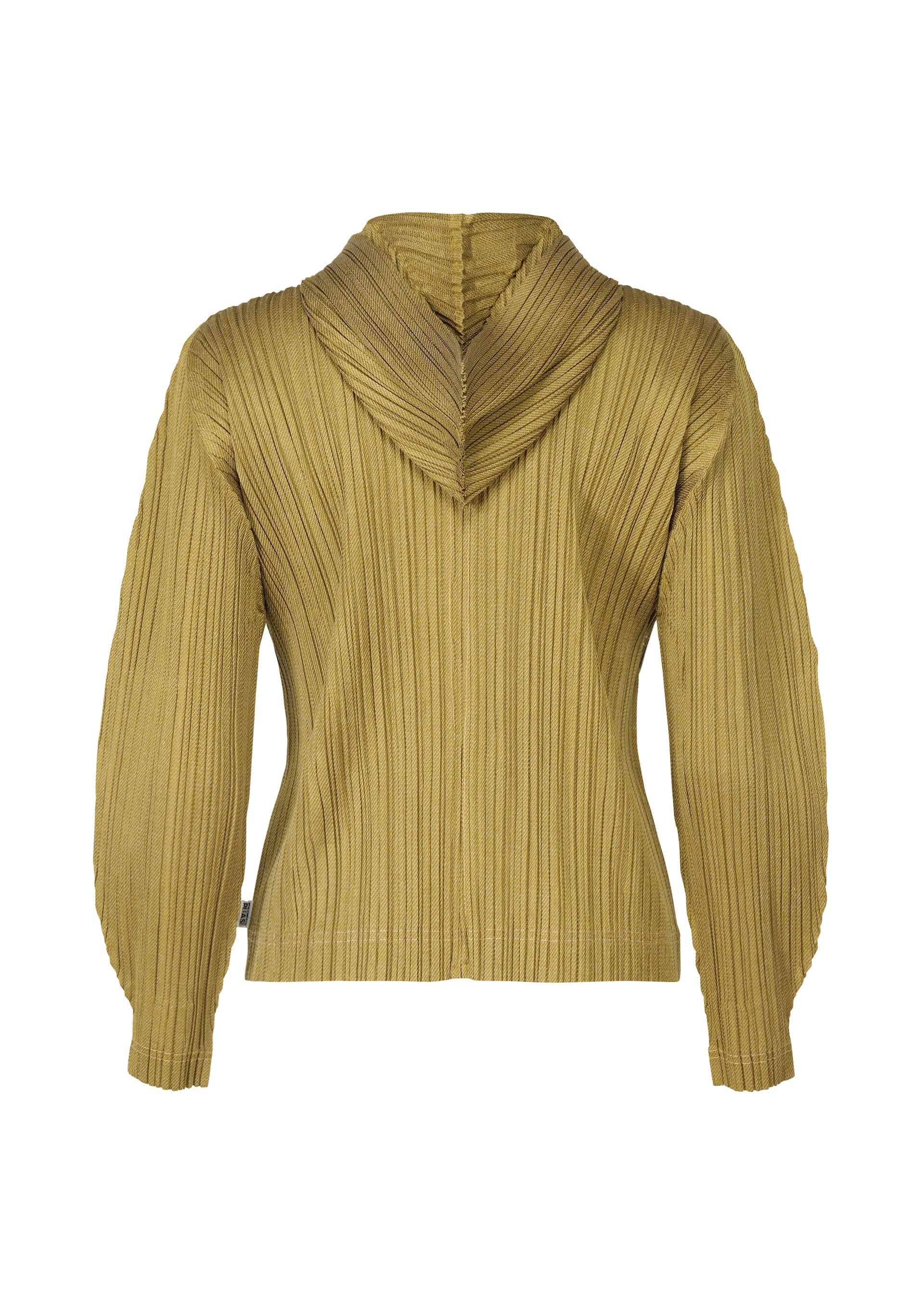 A detail shot of the PLEATS PLEASE ISSEY MIYAKE COTTON DENIM jacket.