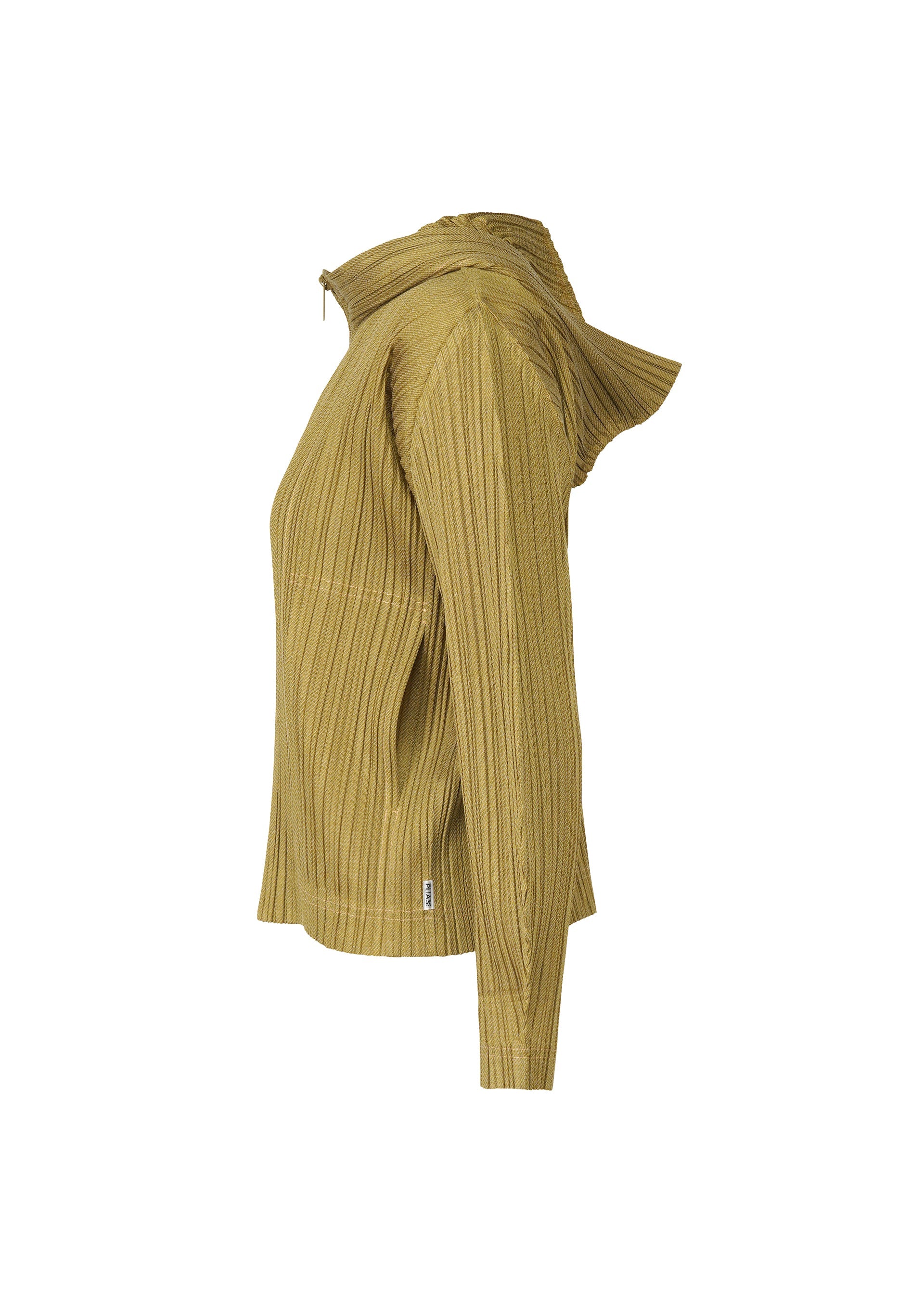 A detail shot of the PLEATS PLEASE ISSEY MIYAKE COTTON DENIM jacket.