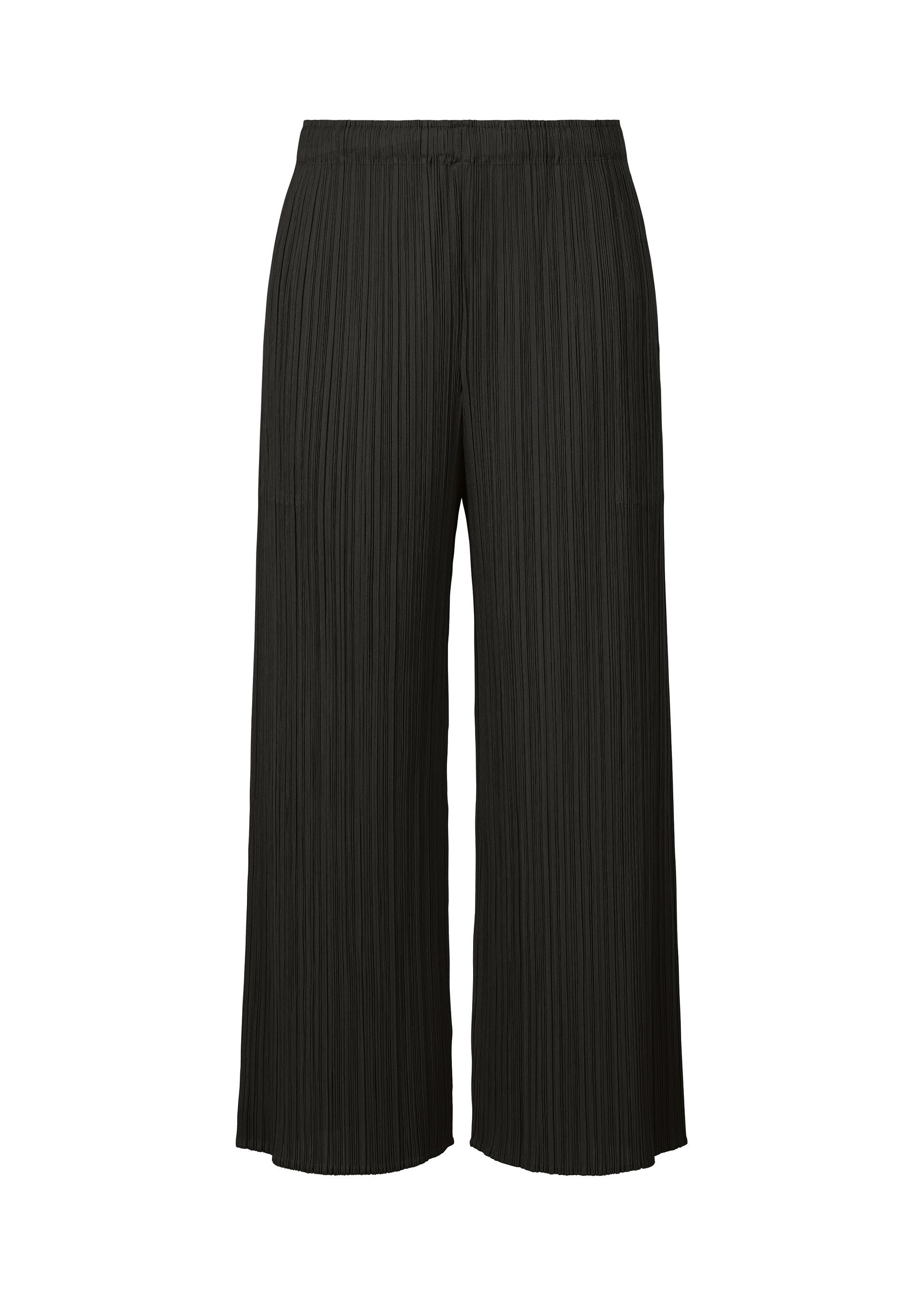 A product shot of the PLEATS PLEASE ISSEY MIYAKE MONTHLY COLORS AUGUST trousers in black (15).