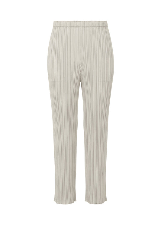 A product shot of the PLEATS PLEASE ISSEY MIYAKE MONTHLY COLORS SEPTEMBER trousers in light grey (10).