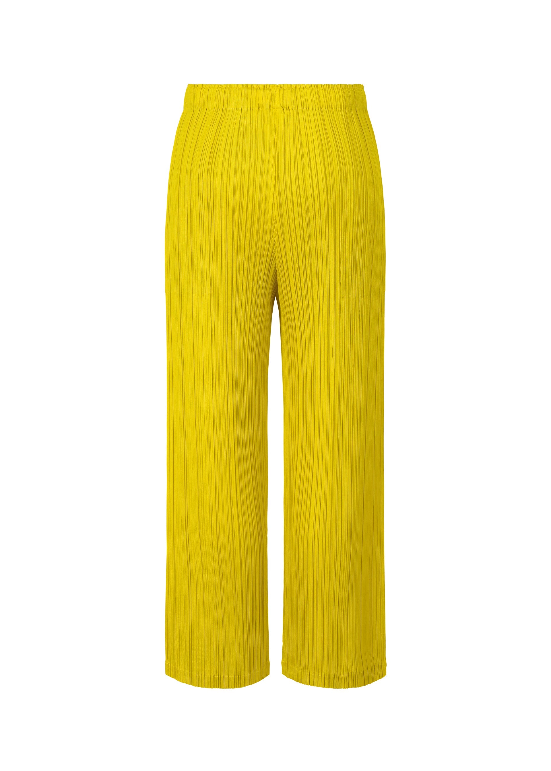 A detail shot of the PLEATS PLEASE ISSEY MIYAKE MONTHLY COLORS OCTOBER trousers.