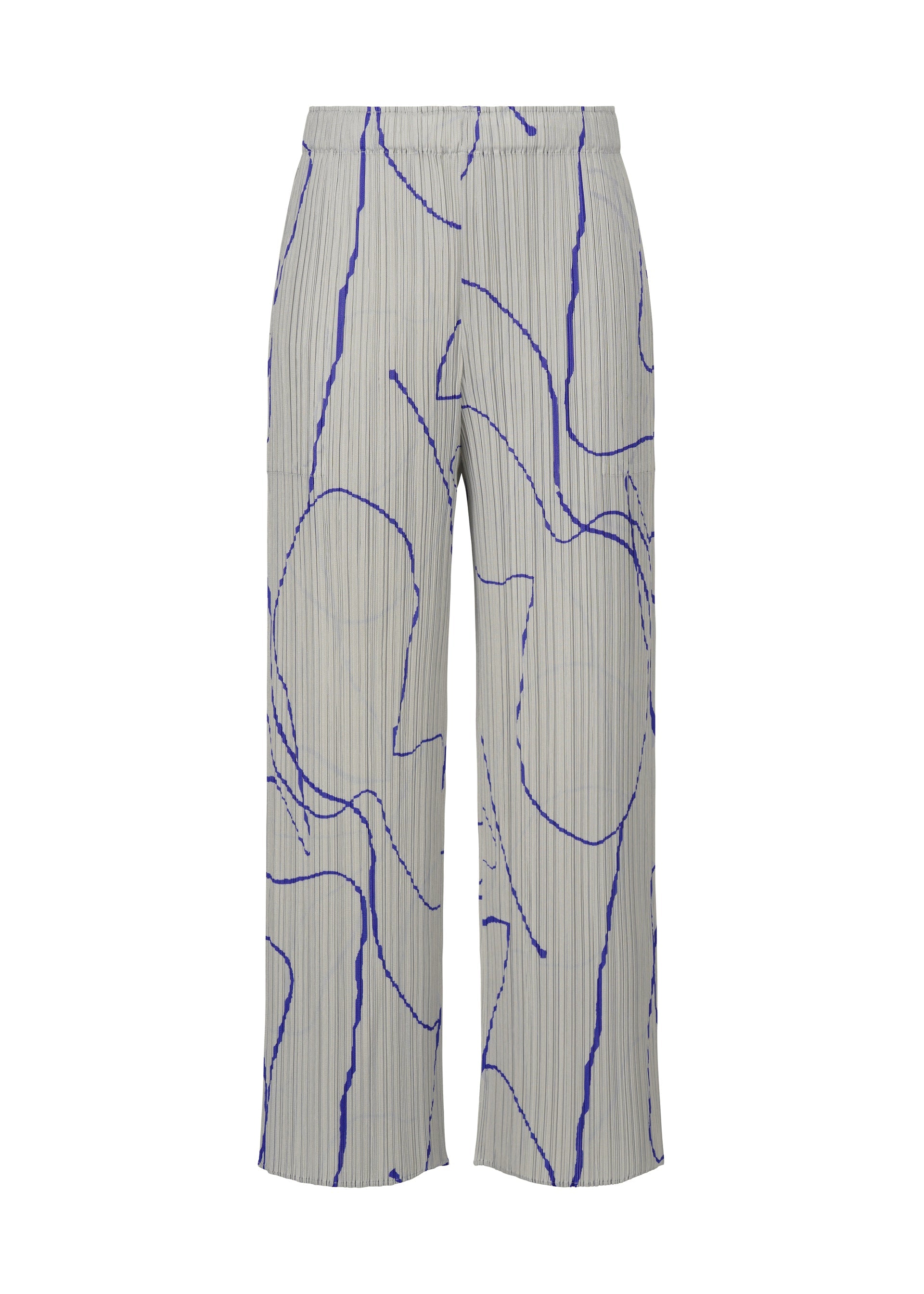 A product shot of the PLEATS PLEASE ISSEY MIYAKE PAUSE trousers in grey (12).