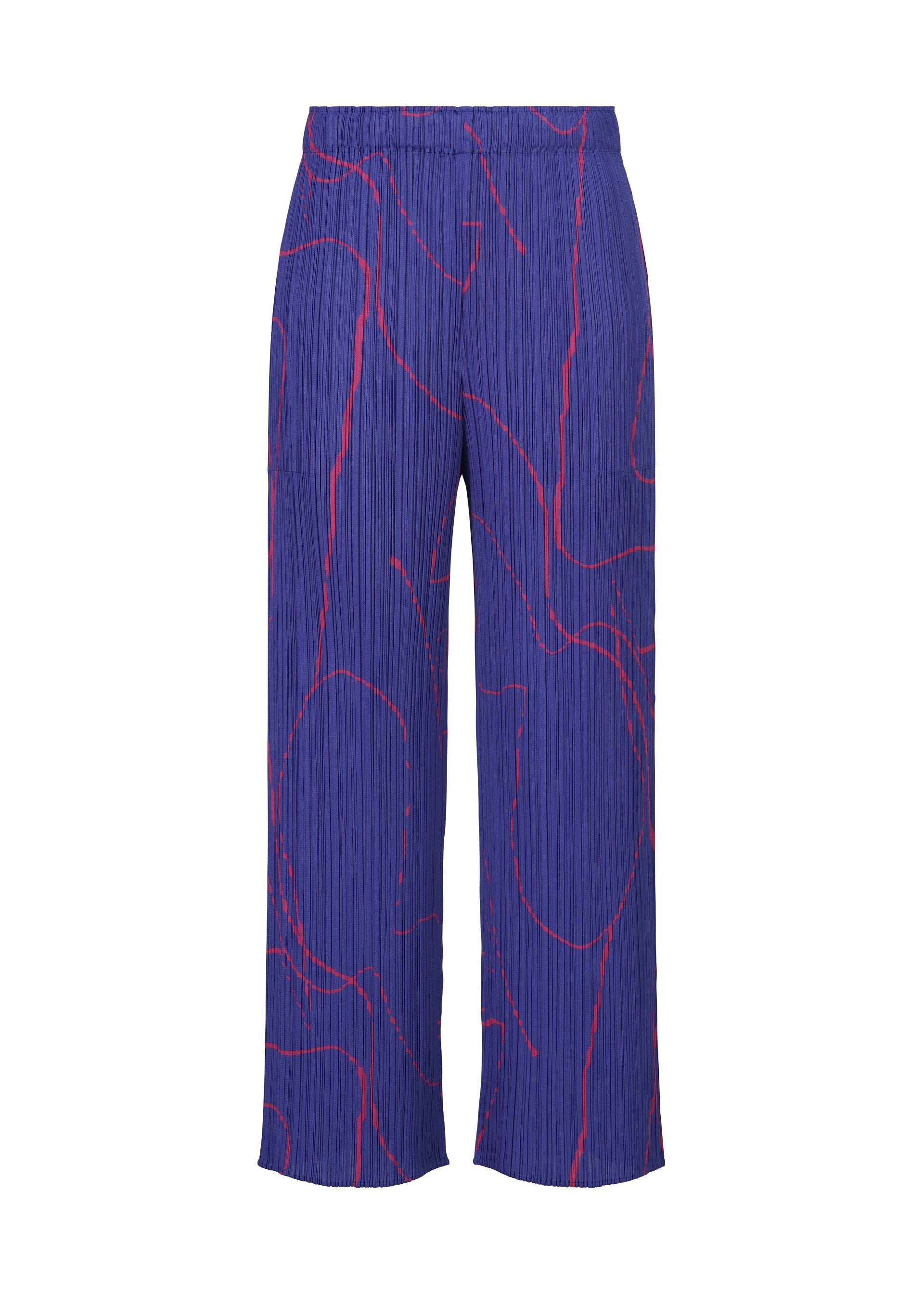 A product shot of the PLEATS PLEASE ISSEY MIYAKE PAUSE trousers in blue (72).