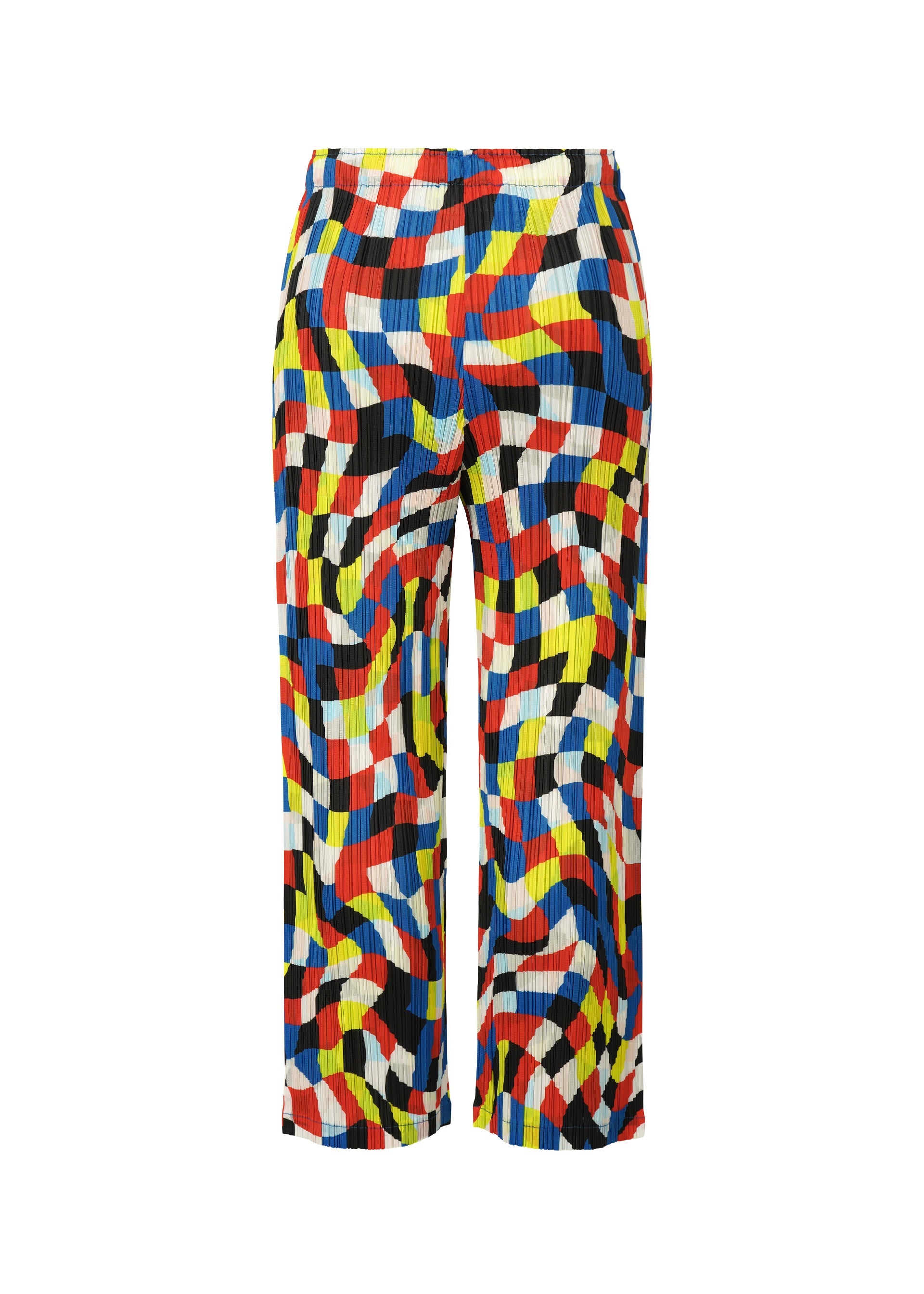 A detail shot of the PLEATS PLEASE ISSEY MIYAKE DANCING SQUARE trousers.