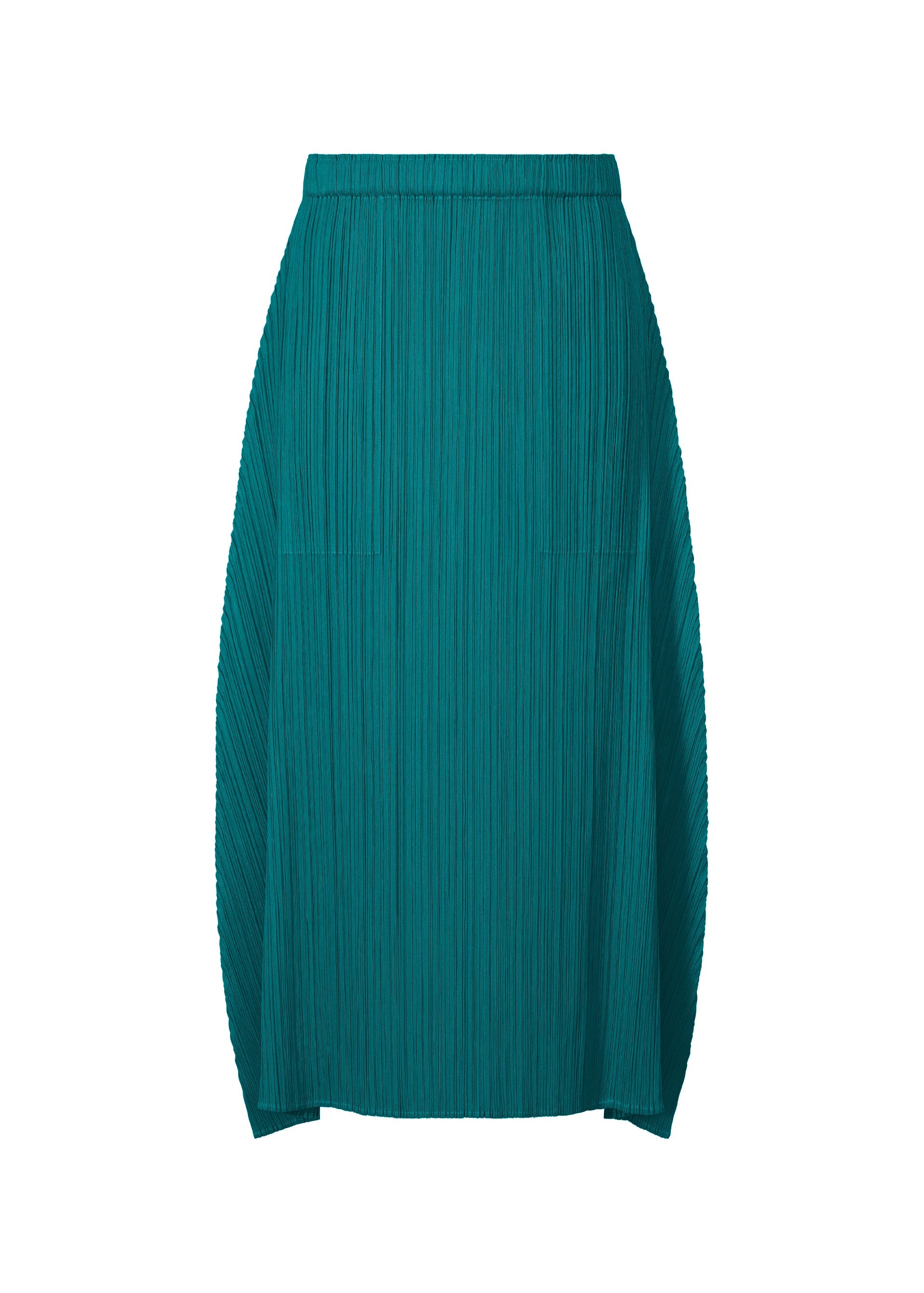 A product shot of the PLEATS PLEASE ISSEY MIYAKE MONTHLY COLORS OCTOBER skirt in turquoise green (61).