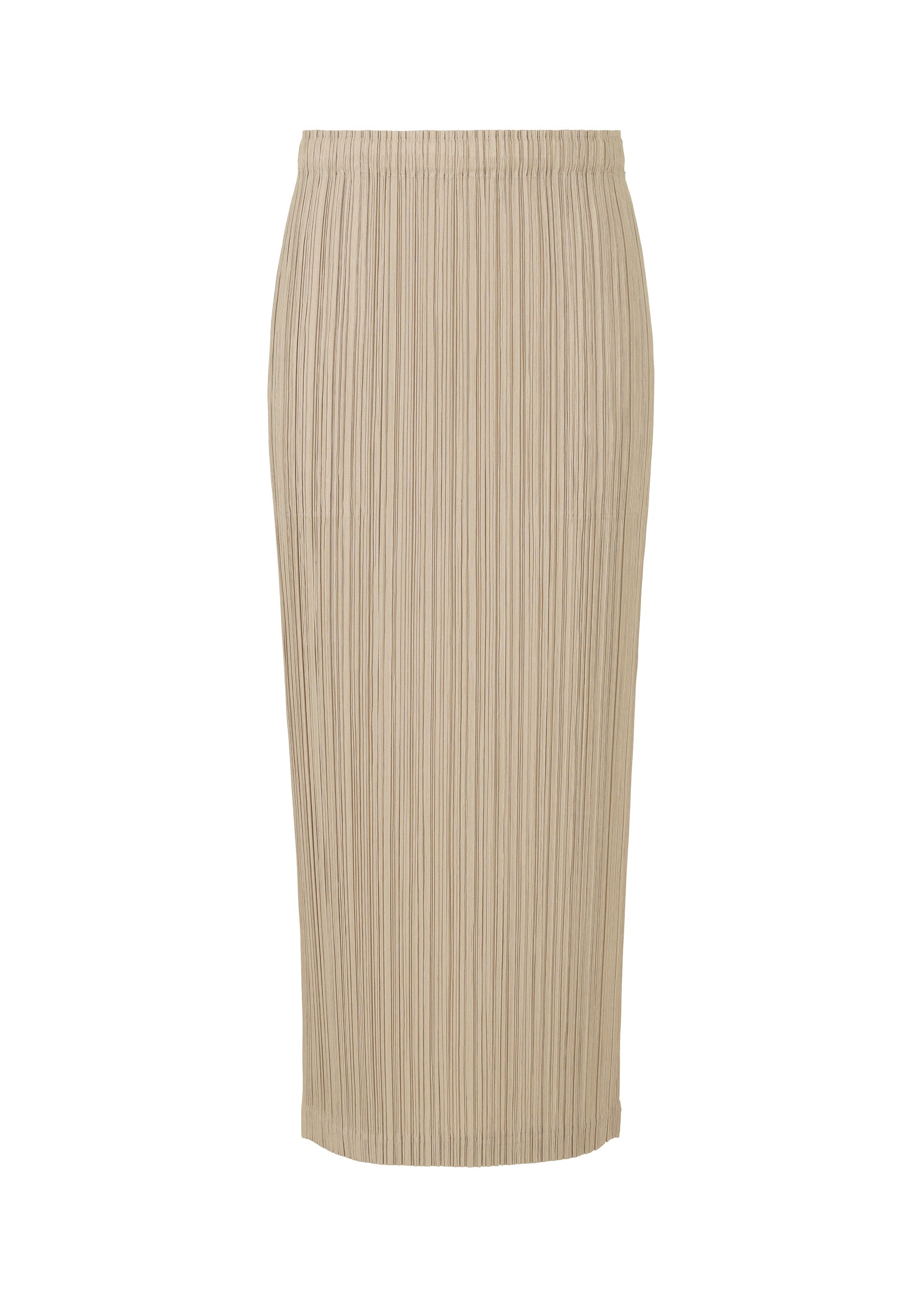 A product shot of the PLEATS PLEASE ISSEY MIYAKE THICKER BOTTOMS 1 skirt in greige.