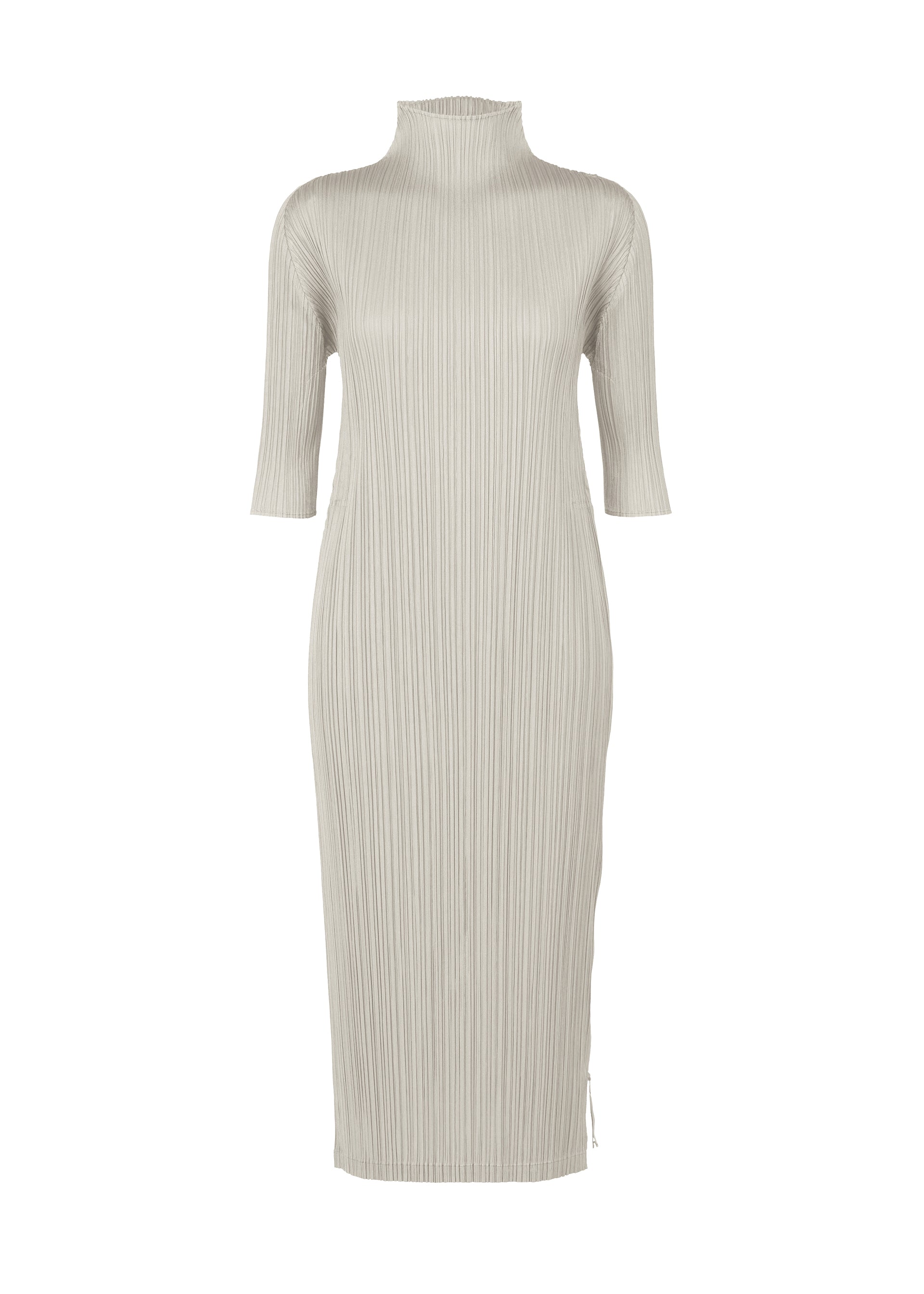 A product shot of the PLEATS PLEASE ISSEY MIYAKE MONTHLY COLORS SEPTEMBER dress in light grey (10).