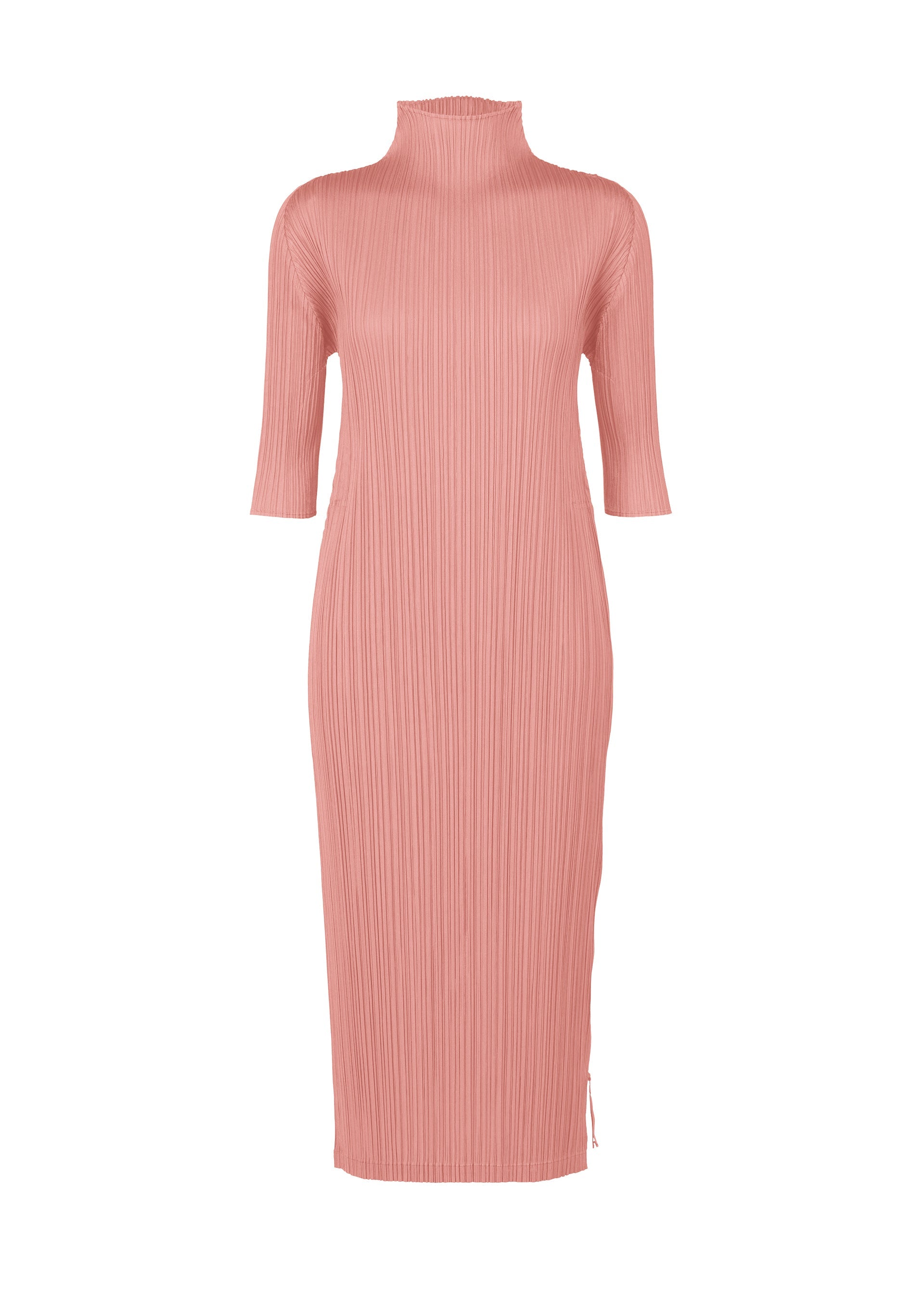 A product shot of the PLEATS PLEASE ISSEY MIYAKE MONTHLY COLORS SEPTEMBER dress in rose pink (28).