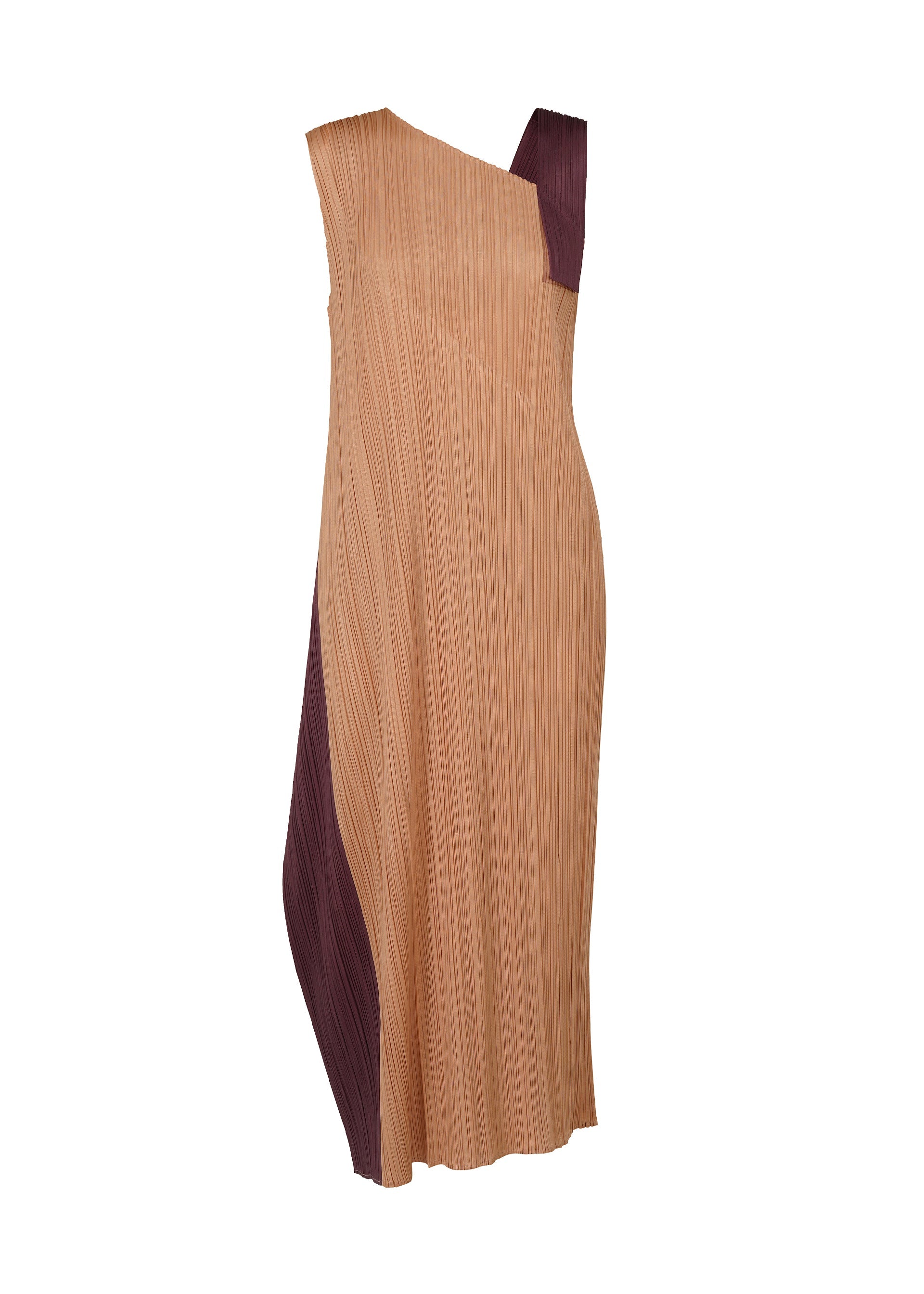A product shot of the PLEATS PLEASE ISSEY MIYAKE POINTE dress in pink beige.