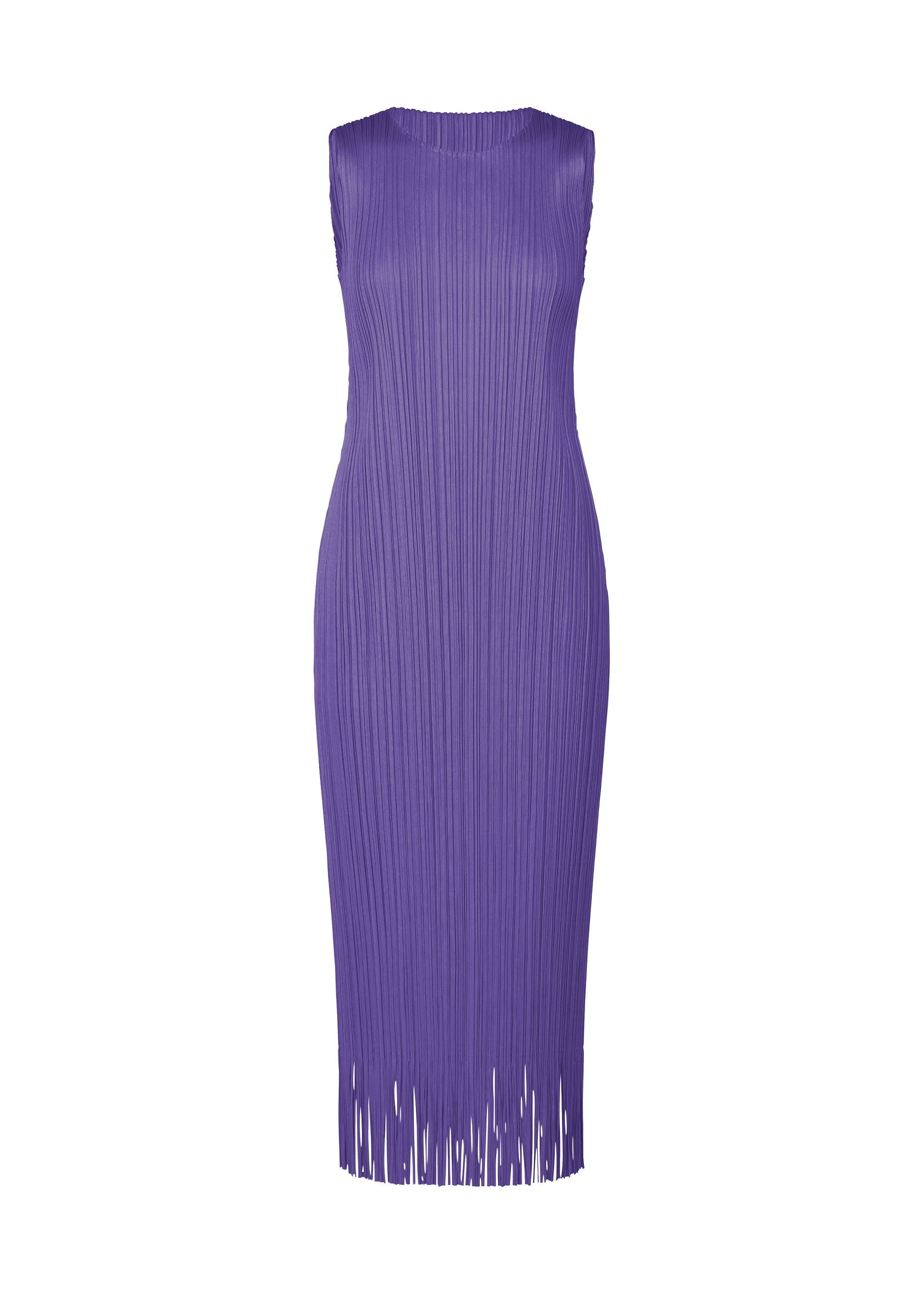 A product shot of the PLEATS PLEASE ISSEY MIYAKE WAVE dress in purple blue (83).