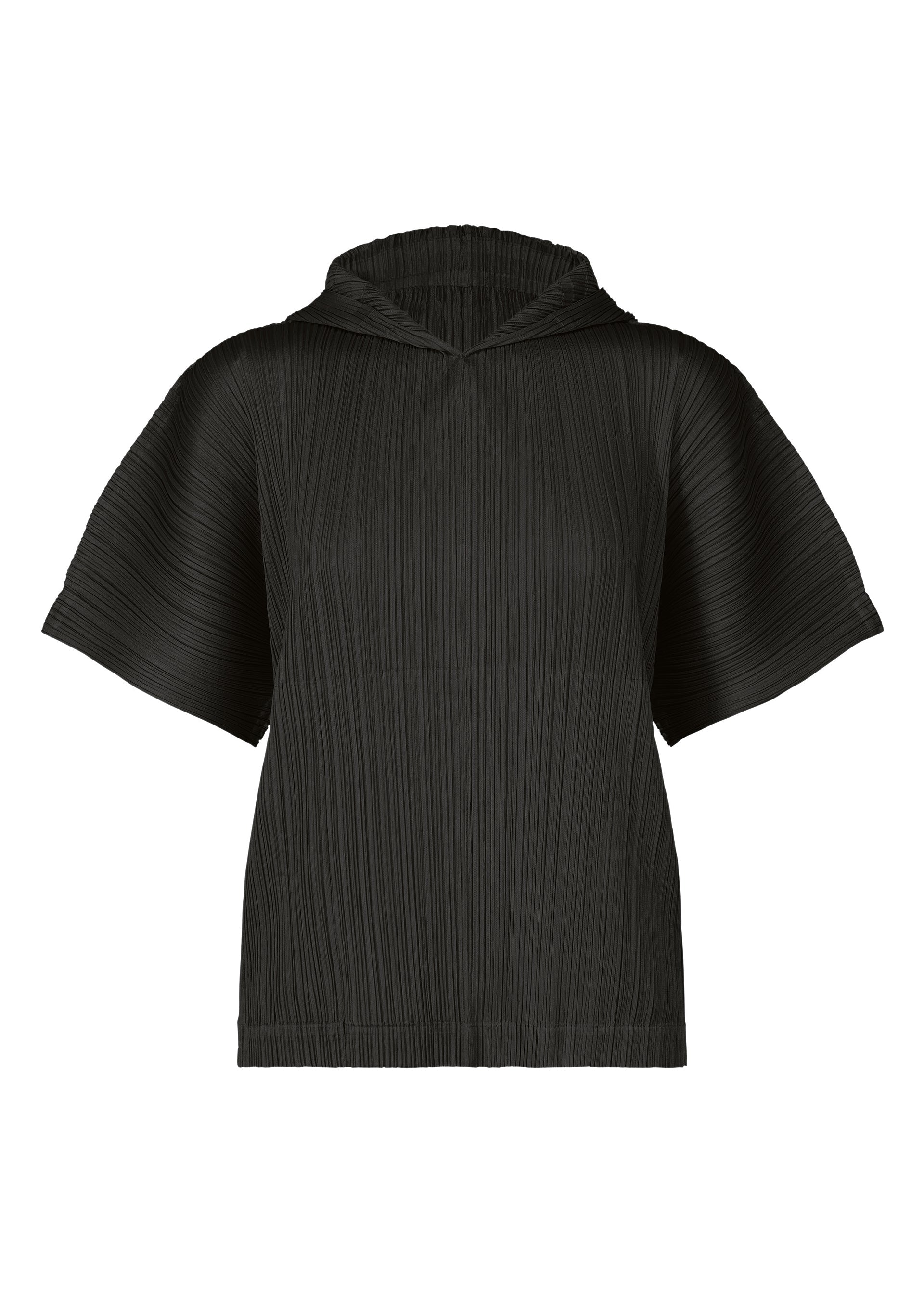 A product shot of the PLEATS PLEASE ISSEY MIYAKE MONTHLY COLORS AUGUST top in black (15).
