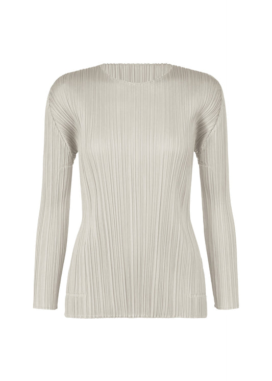 A product shot of the PLEATS PLEASE ISSEY MIYAKE MONTHLY COLORS SEPTEMBER top in light grey (10).