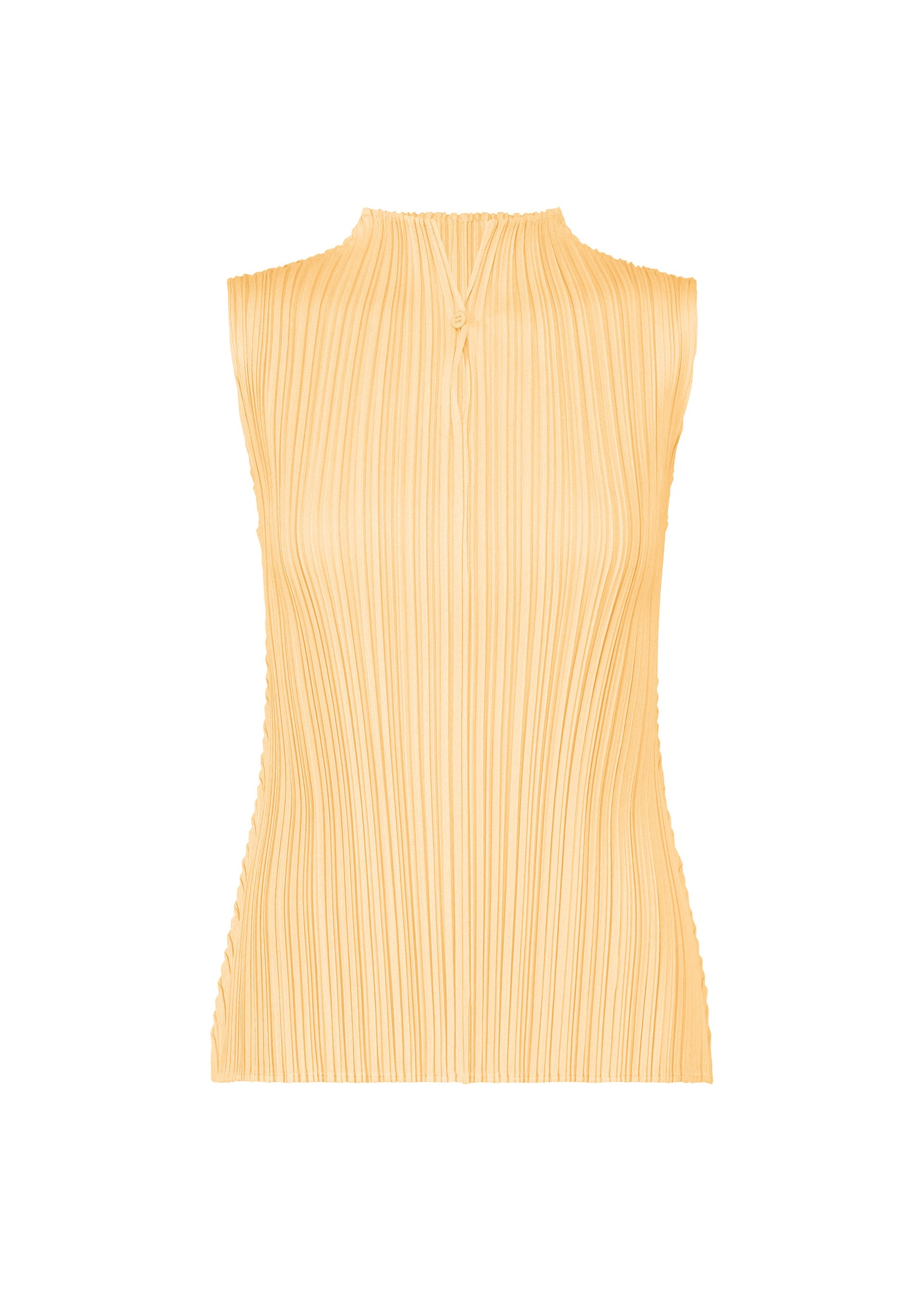 A product shot of the PLEATS PLEASE ISSEY MIYAKE MELLOW PLEATS top in cream yellow (30).
