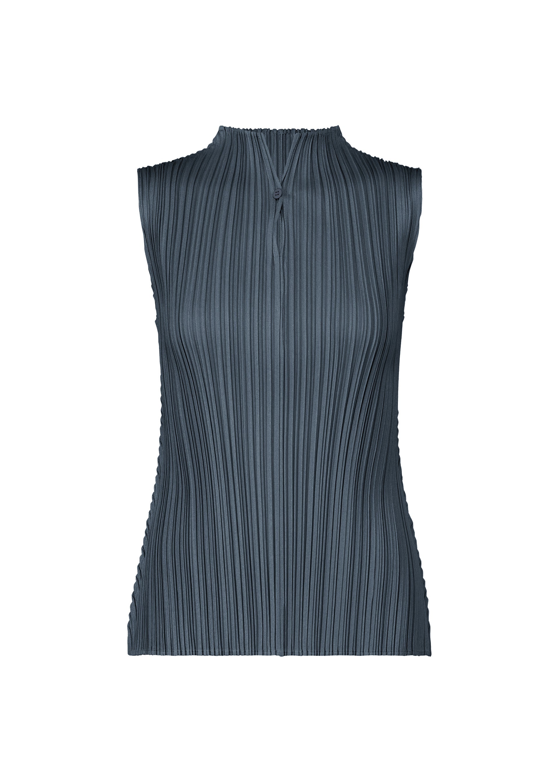A product shot of the PLEATS PLEASE ISSEY MIYAKE MELLOW PLEATS top in navy (75).
