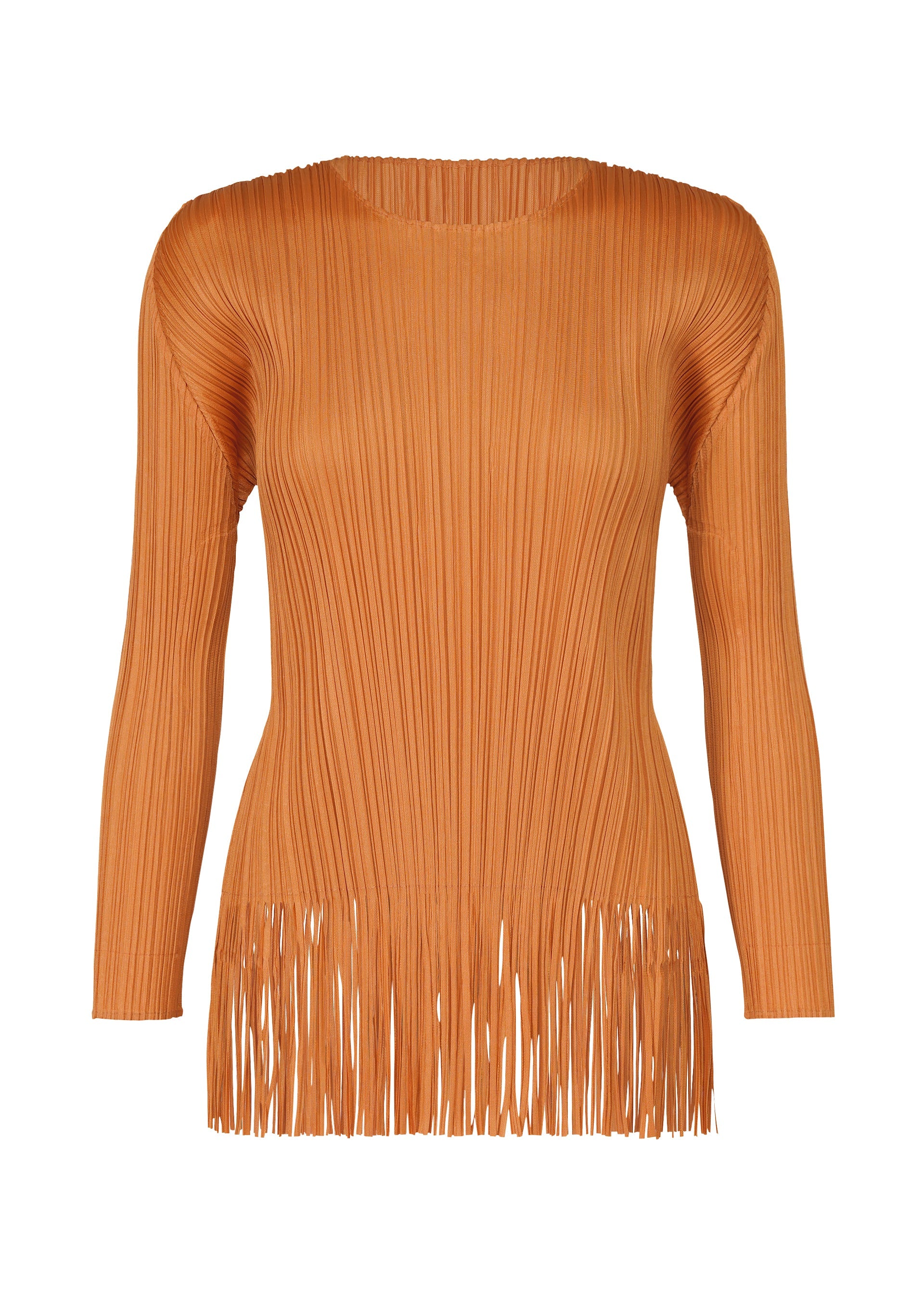 A product shot of the PLEATS PLEASE ISSEY MIYAKE WAVE top in apricot (57).