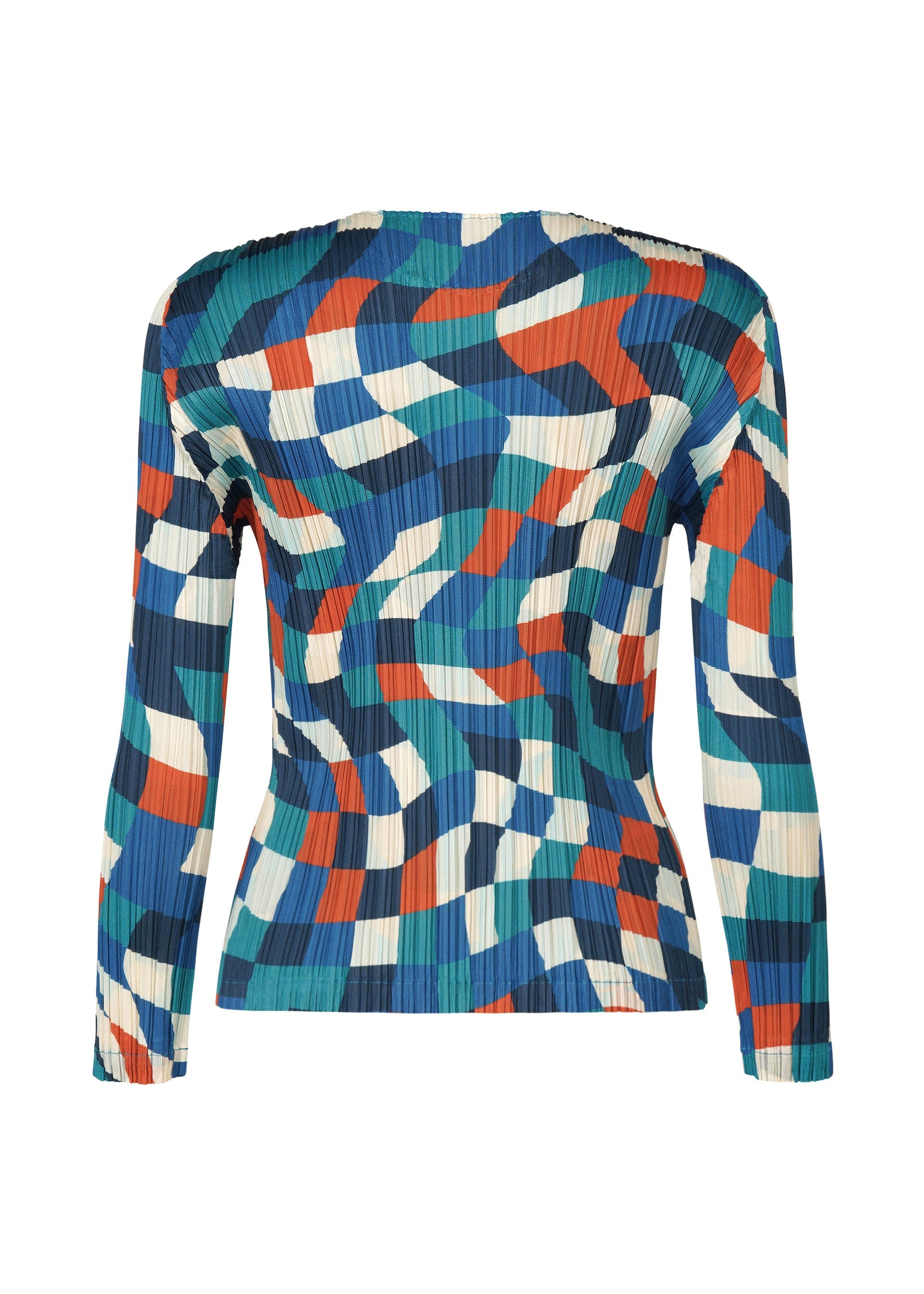 A detail shot of the PLEATS PLEASE ISSEY MIYAKE DANCING SQUARE top.