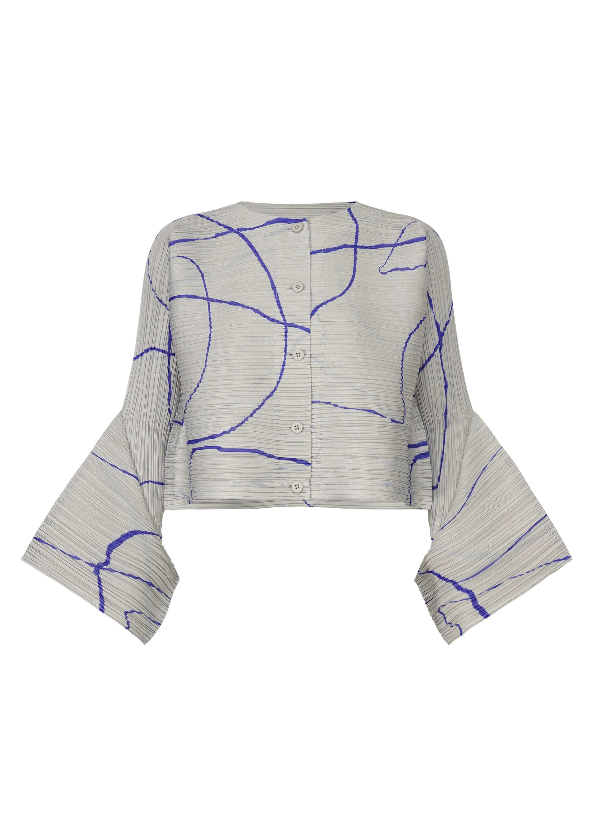 A product shot of the PLEATS PLEASE ISSEY MIYAKE PAUSE cardigan in grey (12).