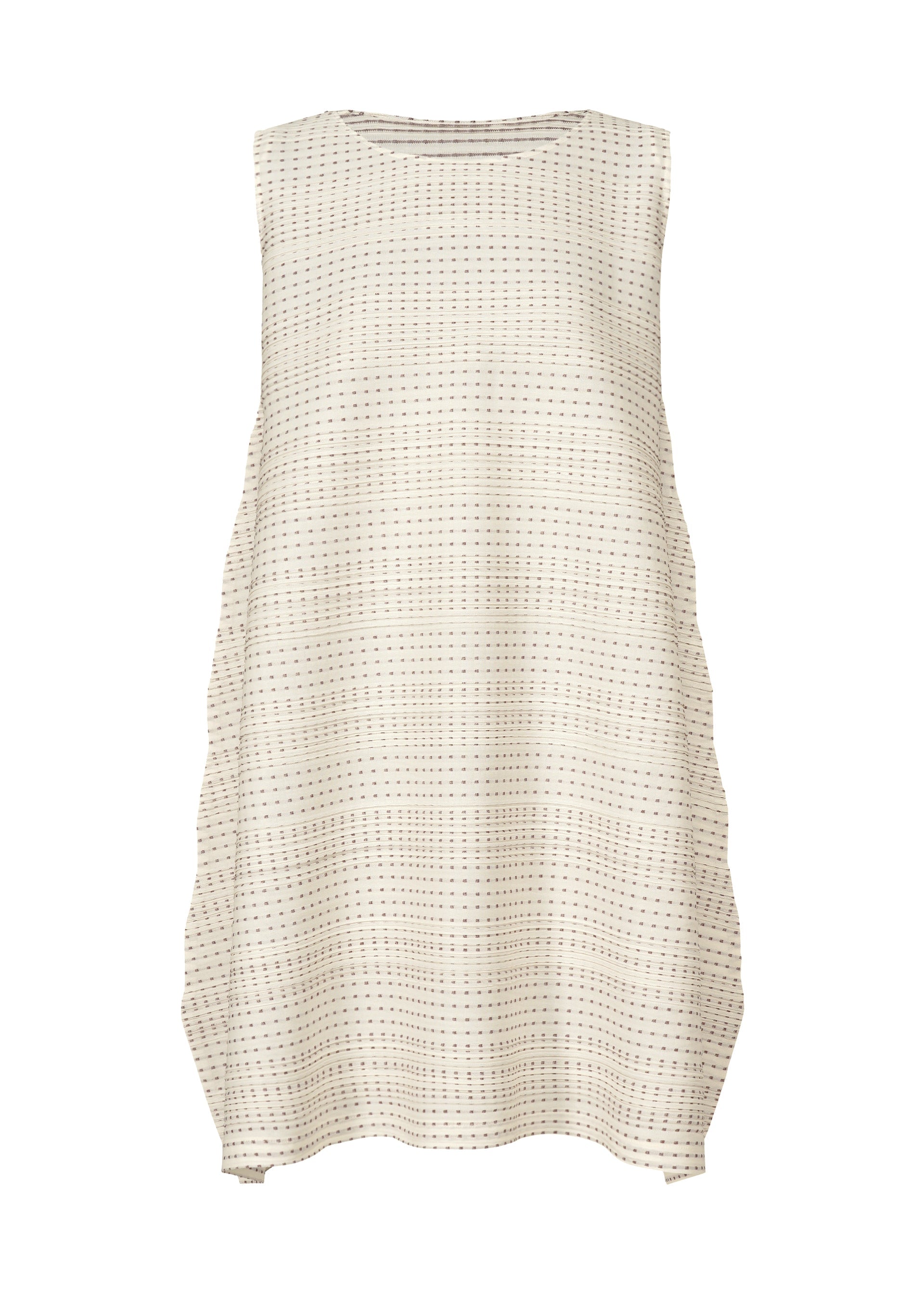A product shot of the PLEATS PLEASE ISSEY MIYAKE COTTON SKIP tunic in white.