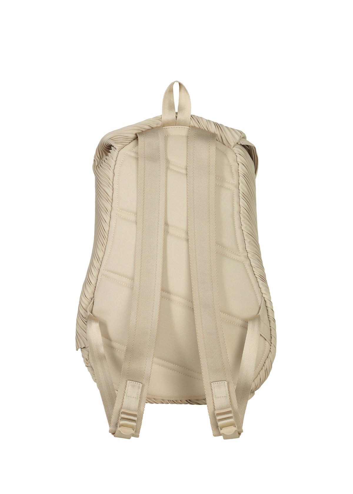A detail shot of the PLEATS PLEASE ISSEY MIYAKE BIAS PLEATS BACKPACK bag.