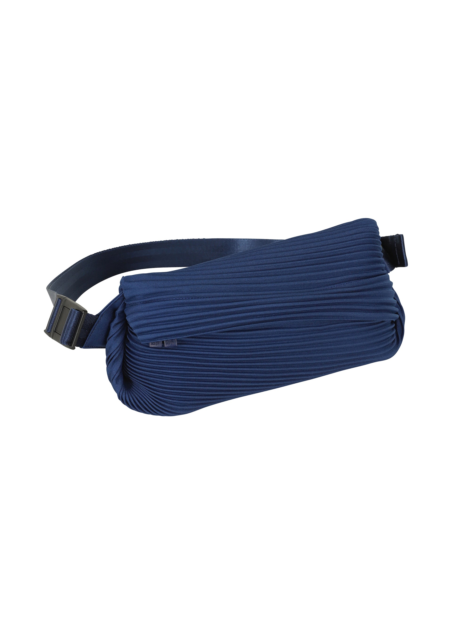 A detail shot of the PLEATS PLEASE ISSEY MIYAKE BIAS PLEATS WAISTBAG bag.
