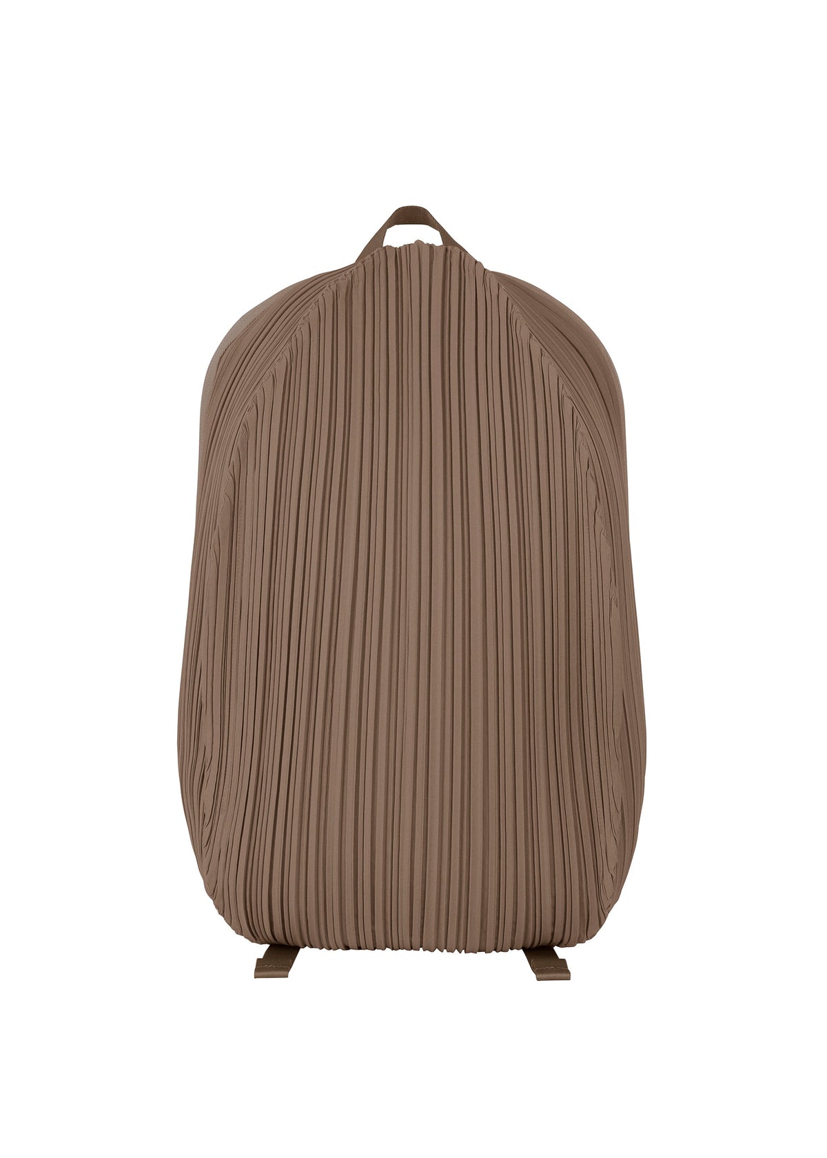 A product shot of the PLEATS PLEASE ISSEY MIYAKE OVAL PLEATS BACKPACK bag in brown (44).