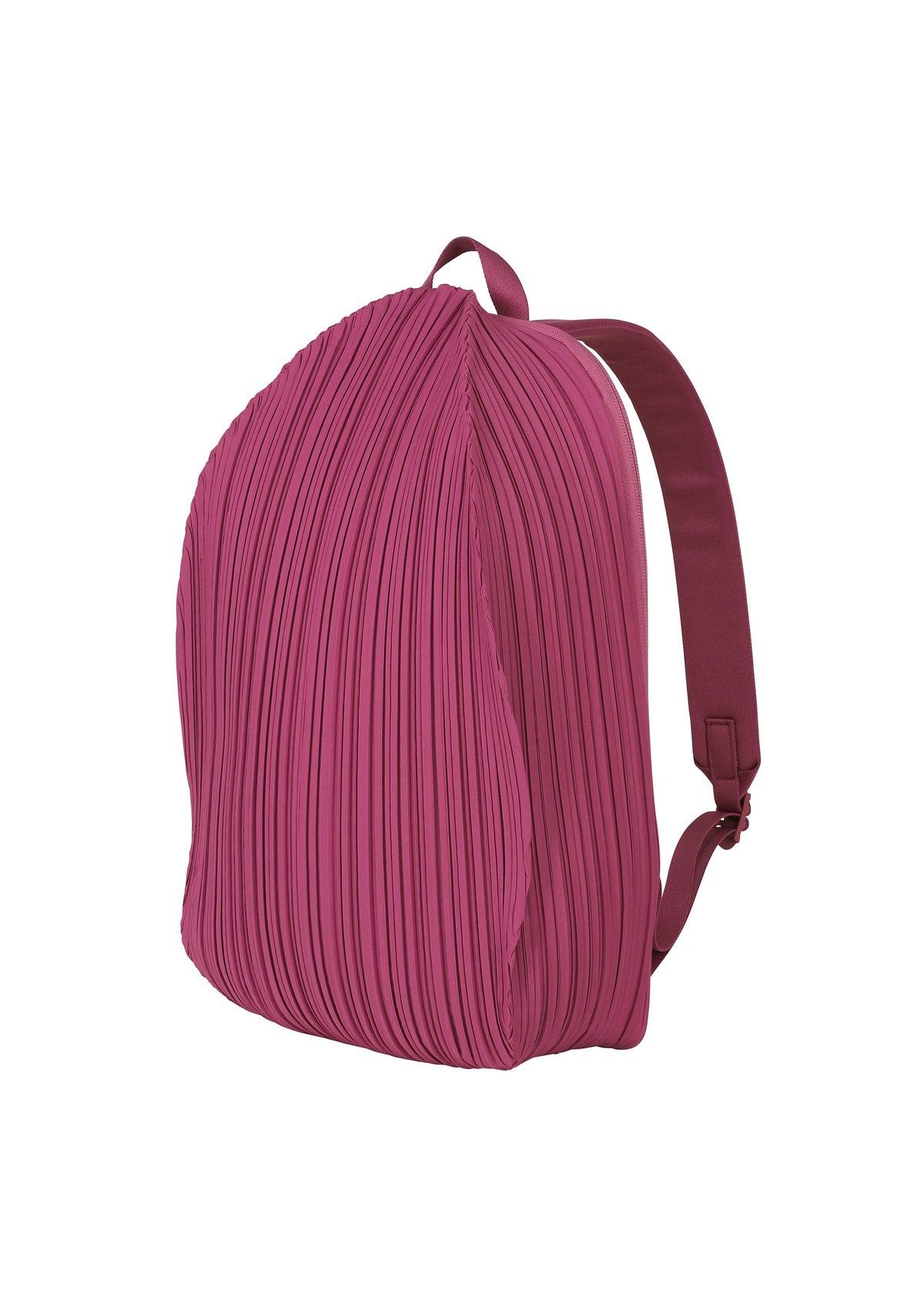 A detail shot of the PLEATS PLEASE ISSEY MIYAKE OVAL PLEATS BACKPACK bag.