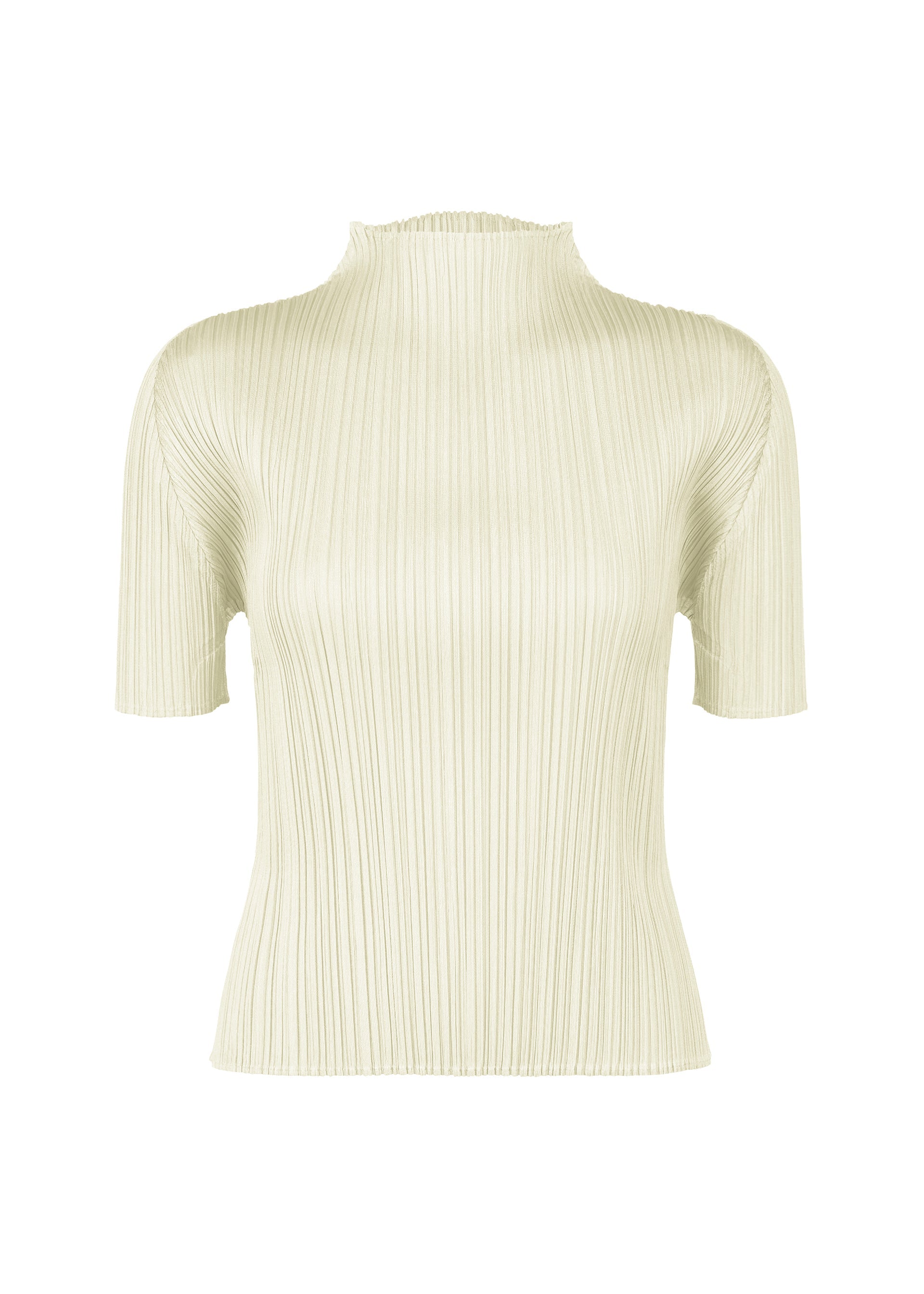 PLEATSPLEASE ISSEYMIYAKE ブラウス アイボリー MONTHLY COLORS : MAY Short-sleeved Mock Neck Top Ivory – The