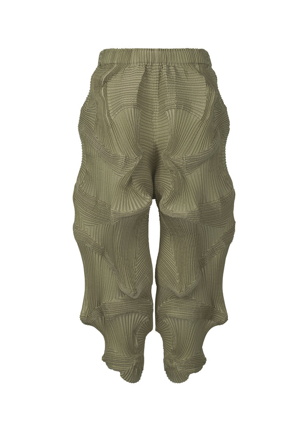 A product shot of the A POC ABLE ISSEY MIYAKE  TYPE O 003 2 trousers in olive green (60)