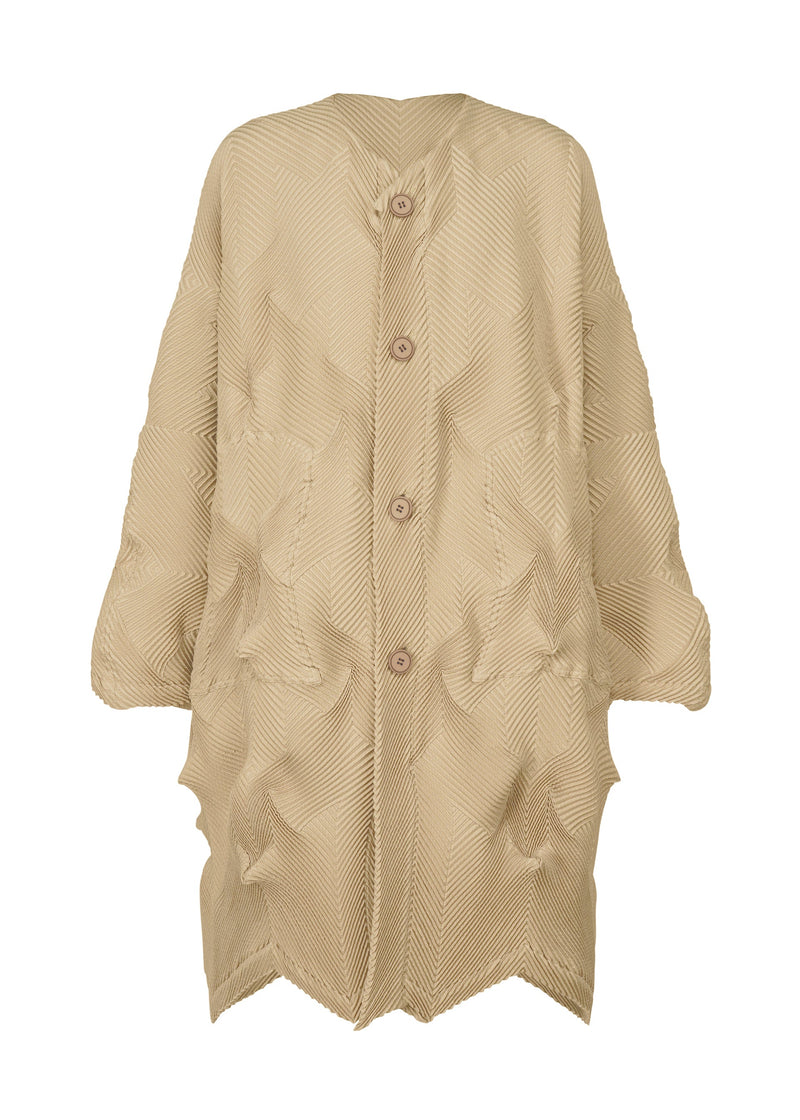 A product shot of the A-POC ABLE ISSEY MIYAKE TYPE O 017 coat in beige (41).