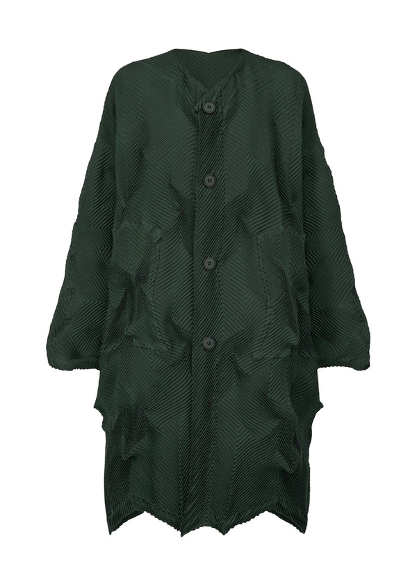 A product shot of the A-POC ABLE ISSEY MIYAKE TYPE O 017 coat in dark green (63).