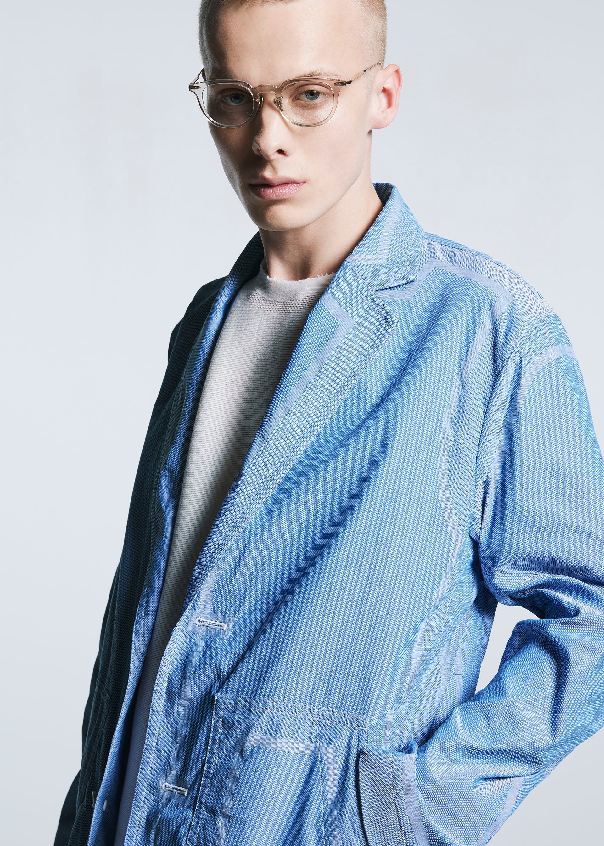 A model wears the A-POC ABLE ISSEY MIYAKE TYPE U 001 jacket.